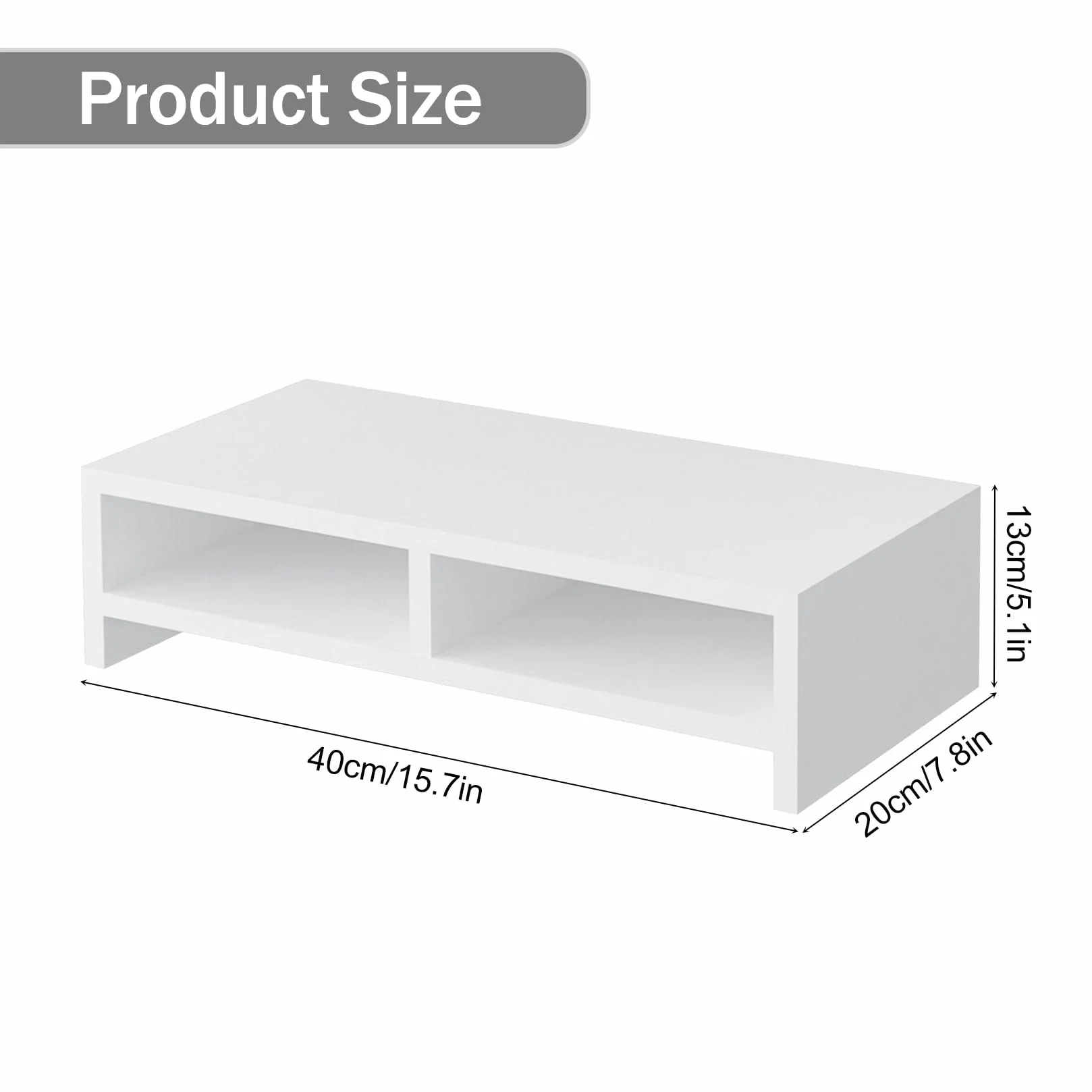 Stojak Na Monitor Biały Z Drewna z 2 Półkami Podwyższenie Ekranu Stojak Na Monitor Komputerowy Na Biurko Idealny Do Domowego Biura 40 X 20 X 13 Cm