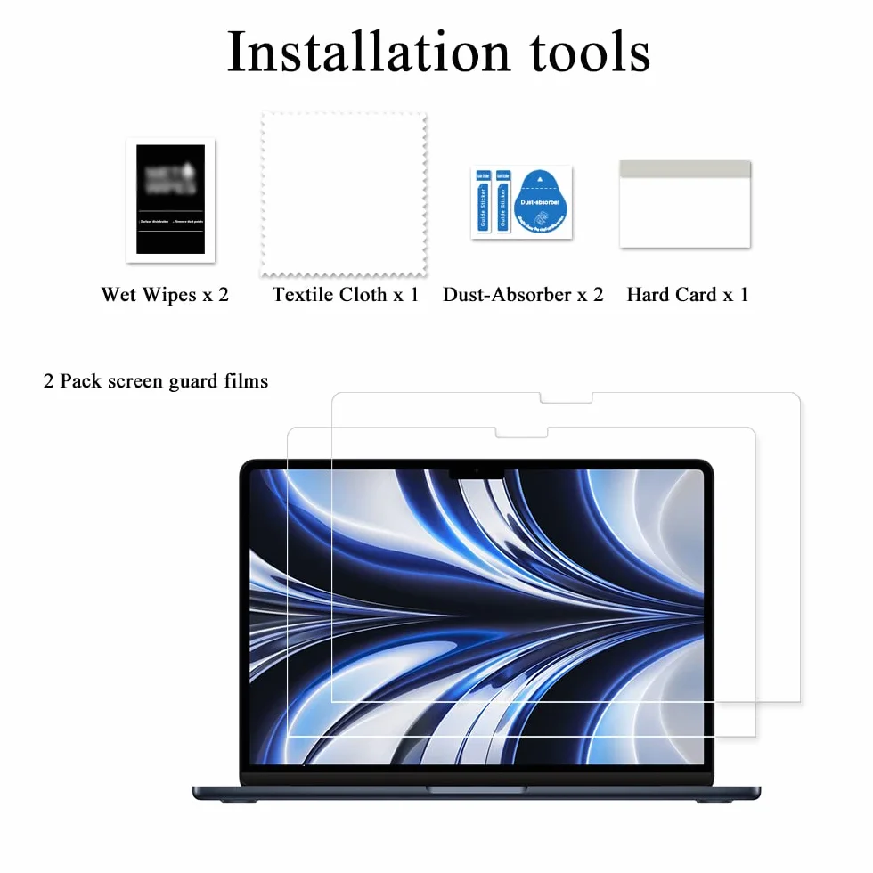 Przezroczysta osłona na ekran HD 2-pak do MacBooka Air 13.6" 2022 2023 M2 A2681 Odporna na odciski palców i zarysowania