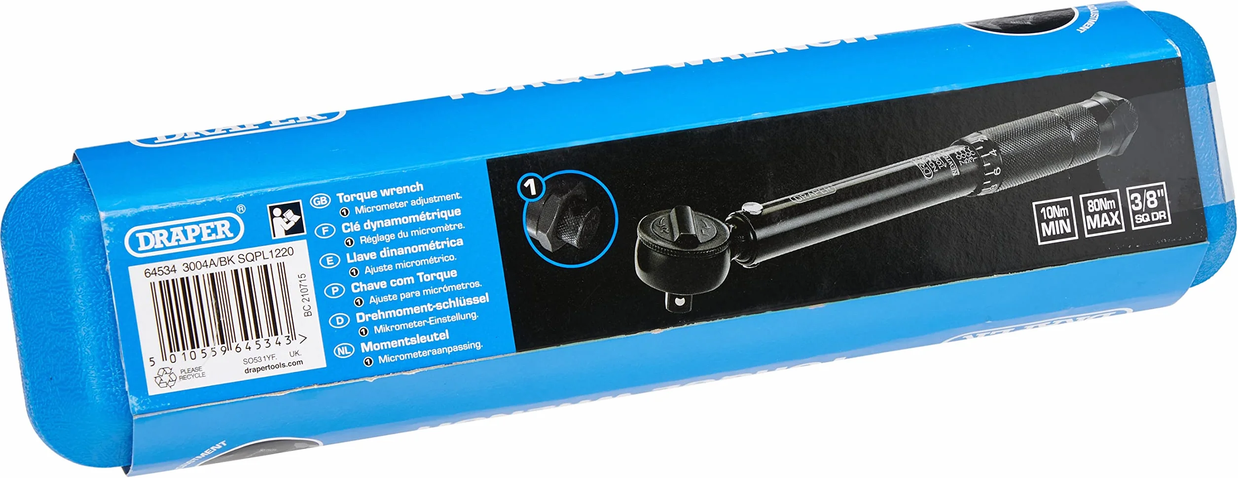Draper 64534 Klucz dynamometryczny z grzechotką 3/8", niebieski