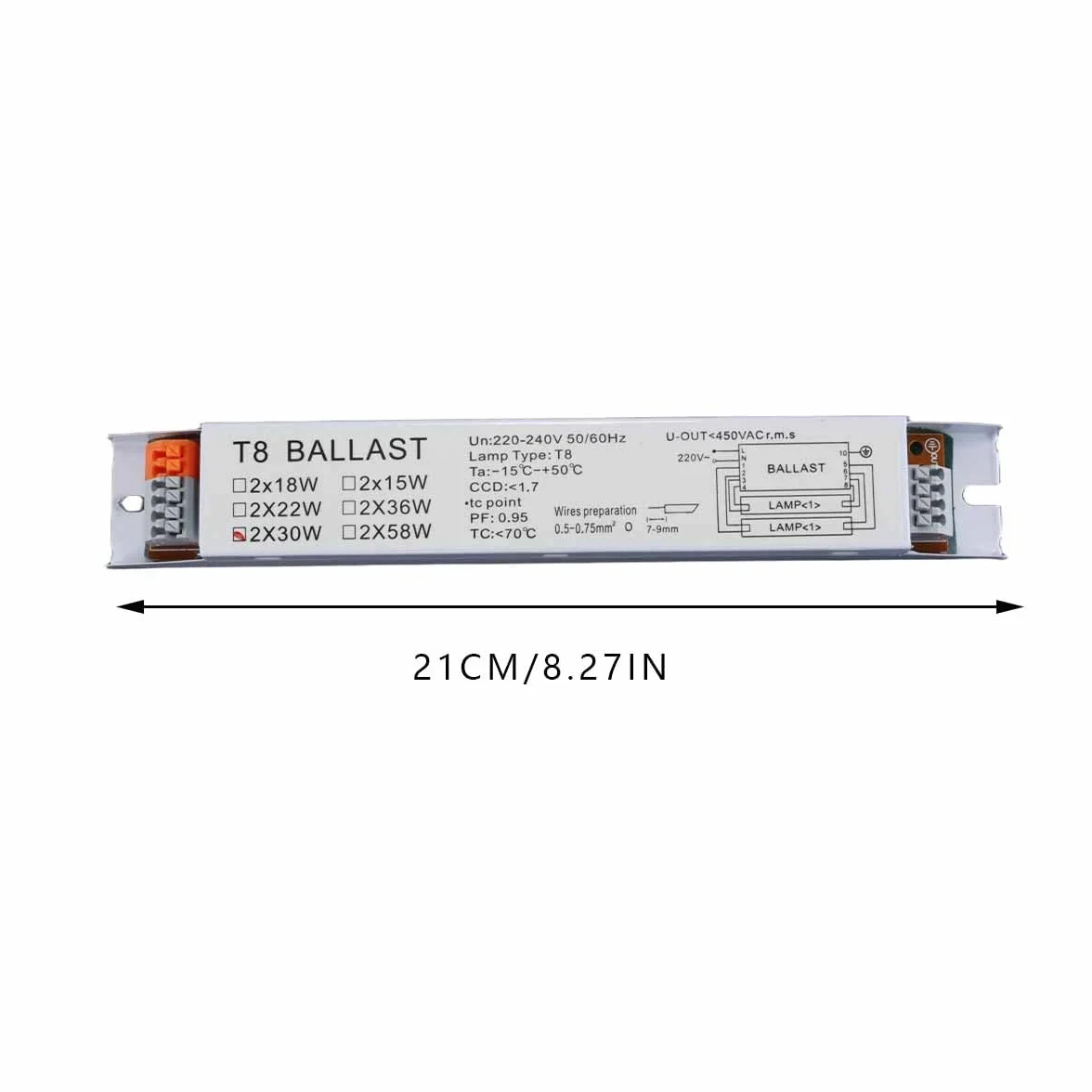 Sarini T8 220-240 V AC 2 x 30 W, szerokonapięciowy, elektroniczny statecznik do świetlówek