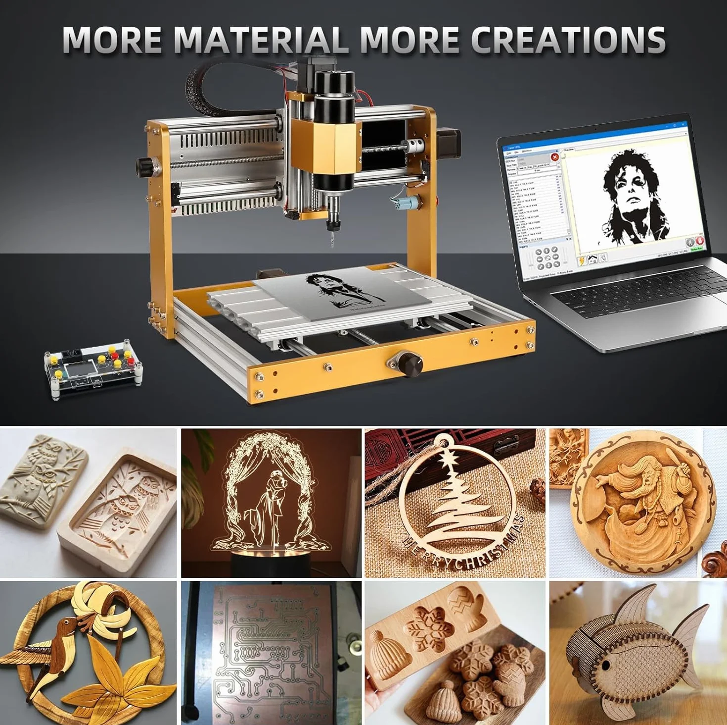 LUNYEE 3018 PRO MAX 500 W pełni metalowa frezarka CNC, 3-osiowy wyłącznik krańcowy i wyłącznik awaryjny, do cięcia drewna akrylowego MDF PCB z tworzywa sztucznego, obszar roboczy: 300 mm x 180 mm x 80