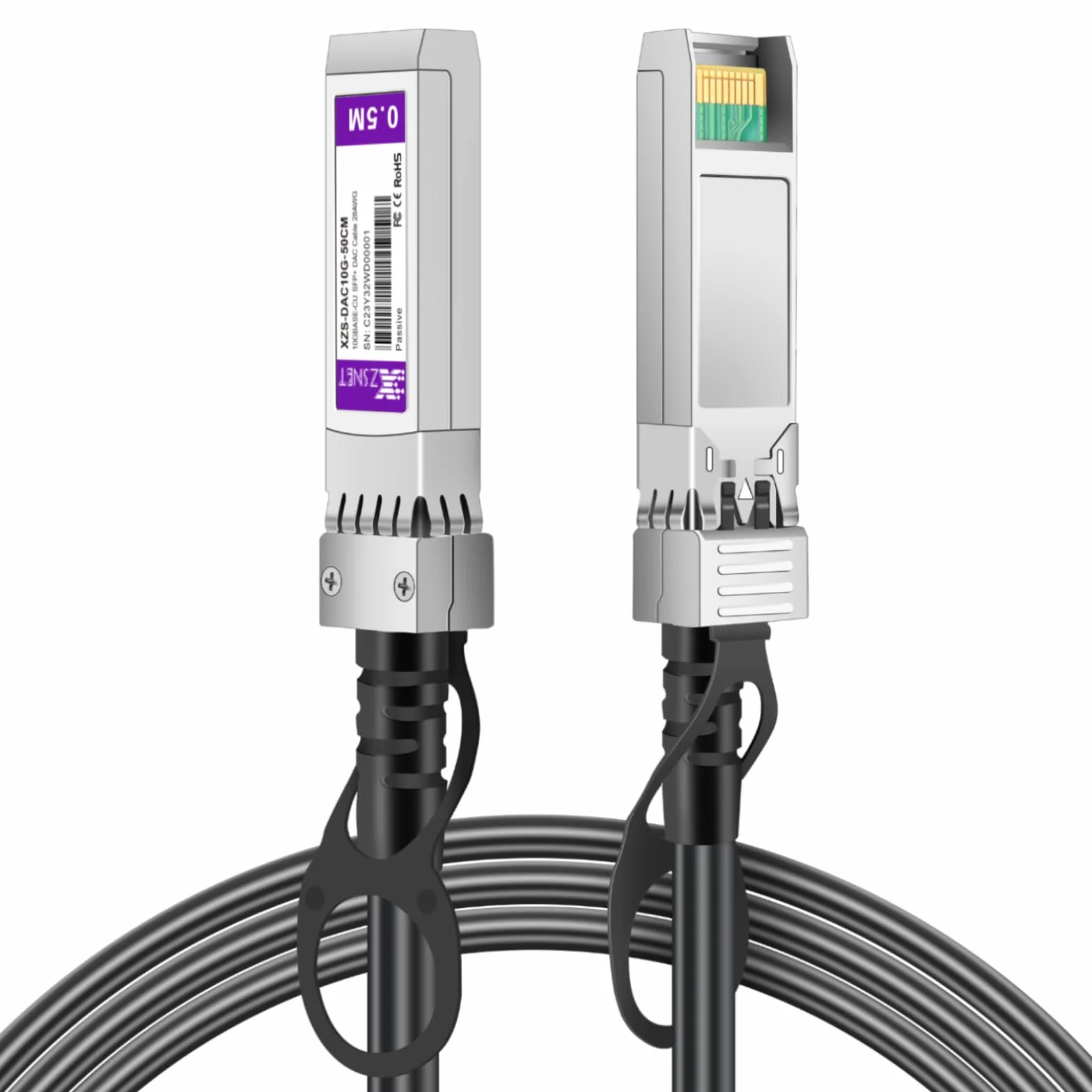 10G SFP+ DAC 0,5 m (0,5 m), 10 GBASE-CU bezpośredni kabel miedziany pasywny Twinax do Cisco SFP-H10GB-CU0,5M, Ubiquiti UniFi UC-DAC-SFP+, Meraki, Netgear i innych, 28AWG | 0,5-7 m opcjonalnie