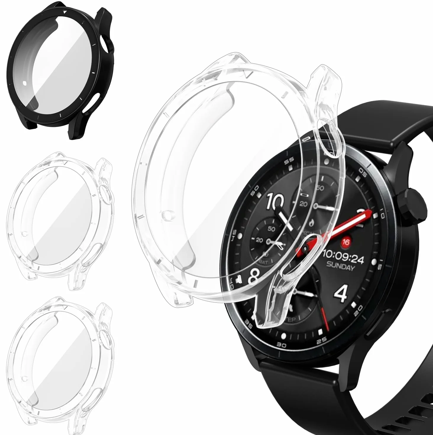 Ivoler Etui + Folie Ochronne Xiaomi Watch S5 46mm TPU 2 Przezroczyste 1 Czarny