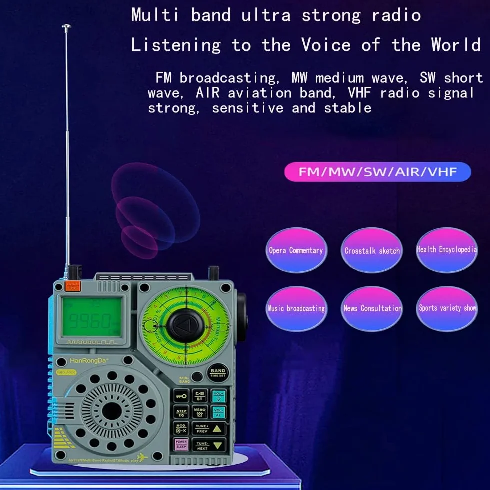 DollaTek FM AM VHF SW Air odbiornik z Bluetooth, przenośne radio radiowe krótkofalowe