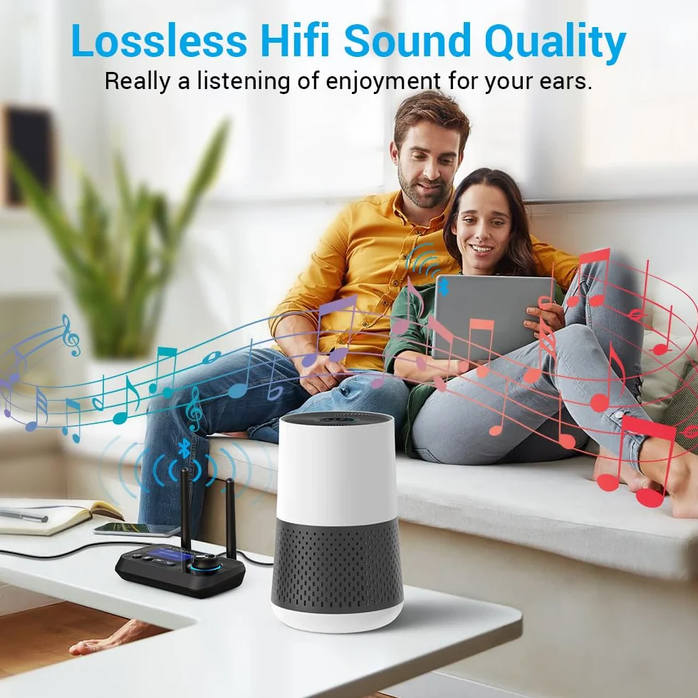 Bluetooth 5.3 adapter audio 3-w-1 nadajnik odbiornik niska latencja AUX optyczne RCA