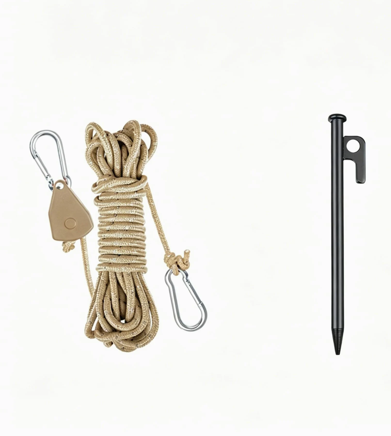 Zestaw śledzi do namiotu, linki napinające, linka do namiotu, na kemping outdoorowy (khaki, 20 cm)