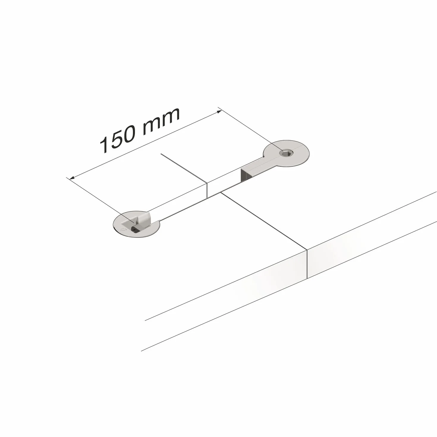 vasalat Złącze blatowe Quick-Tech – 4 x łącznik do płyt M8 x 150 mm do blatu roboczego o grubości minimalnej 25 mm + 4 x odpowiednik
