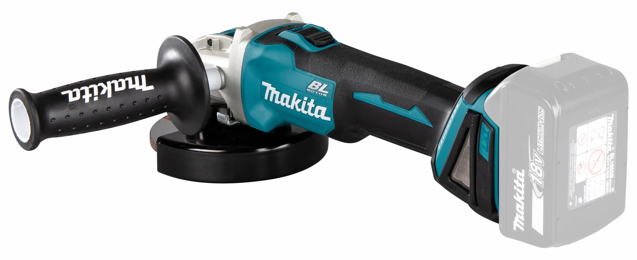 Makita DGA521ZX1 akumulatorowa szlifierka kątowa 18 V z przełącznikiem suwakowym (bez akumulatora, bez ładowarki), Zielona/Czarna