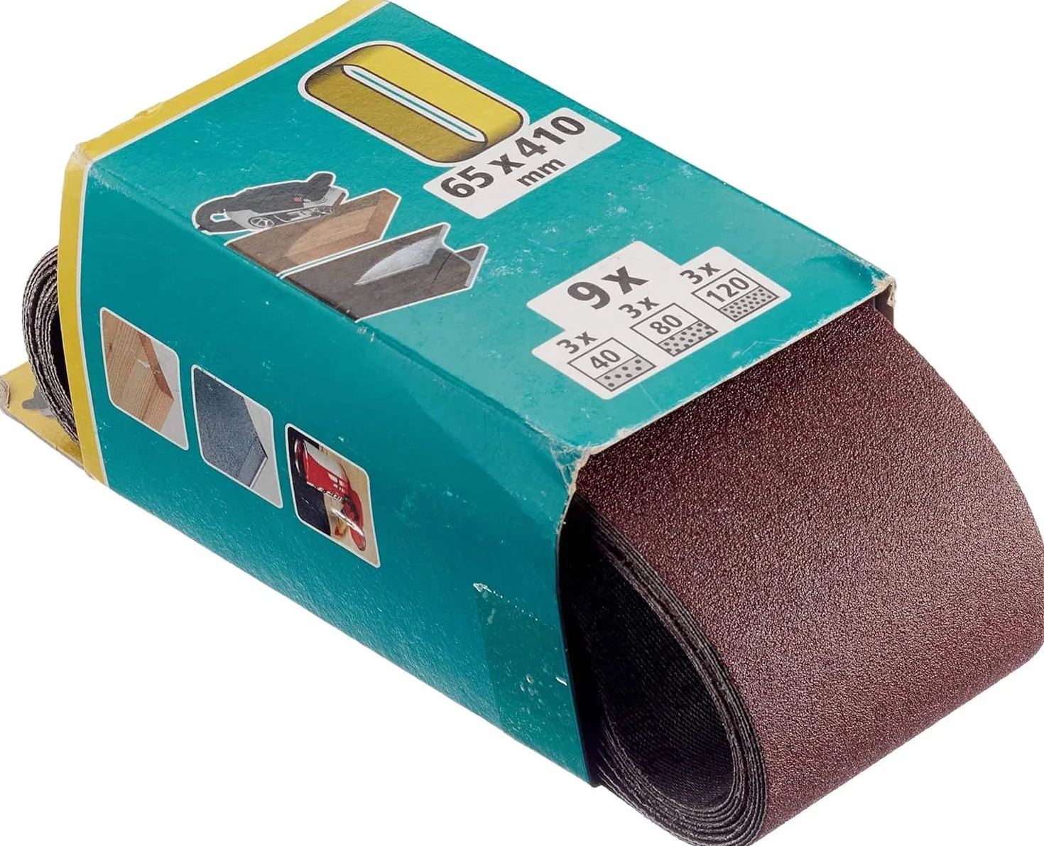 Wolfcraft 1899100 pasy szlifierskie 65 x 410 mm o ziarnistości 40/80/120