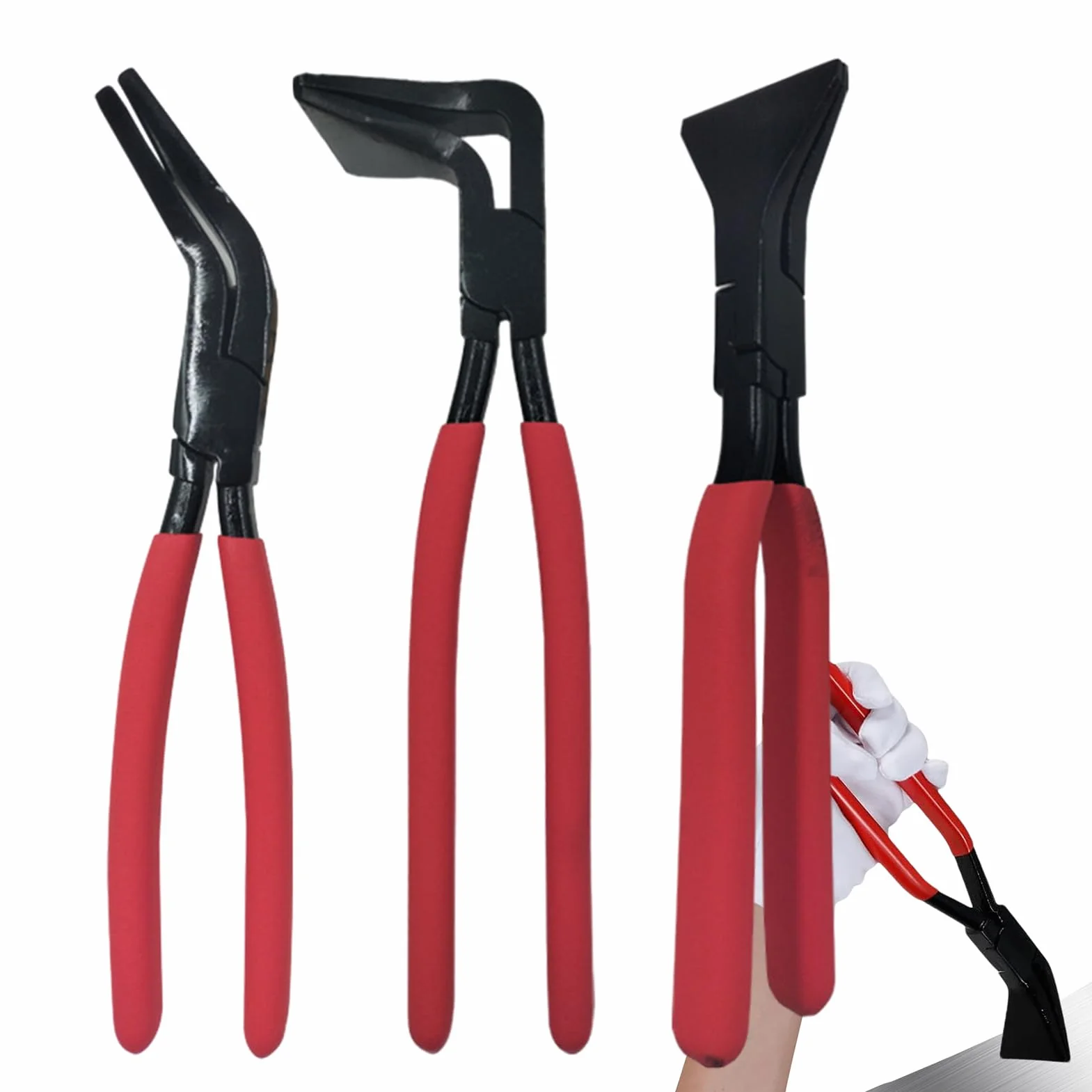 Zestaw Cęgów Blacharskich 3 Sztuki Ręczne Narzędzie do Gięcia i Łączenia | Ergonomiczne Cęgi Do Zaginania Metalu do Prac Domowych Samochodowych Hydraulicznych i