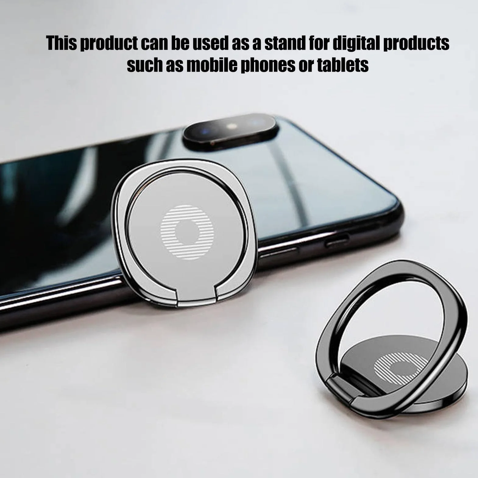 Uchwyt do Telefonu z Polerowanego Metalu Obrót o 360° Pierścień do Telefonu