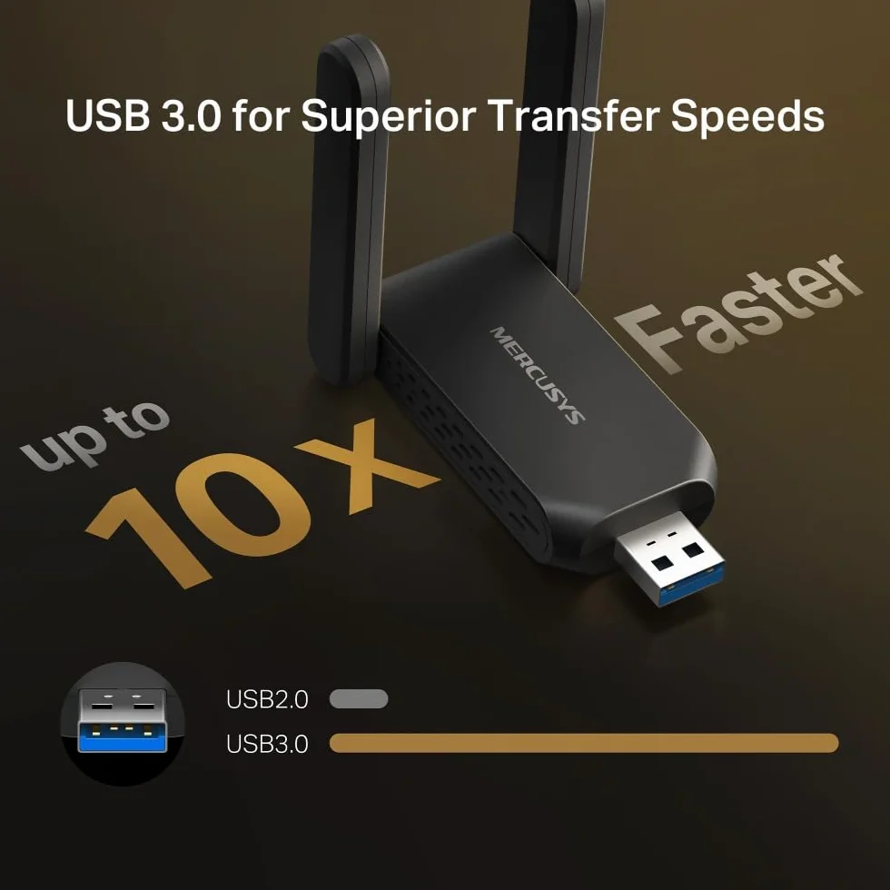 Mercusys MA72XH karta Wi-Fi AX1800 dwuzakresowa USB 3.0 WPA3 MU-MIMO Windows 11/10