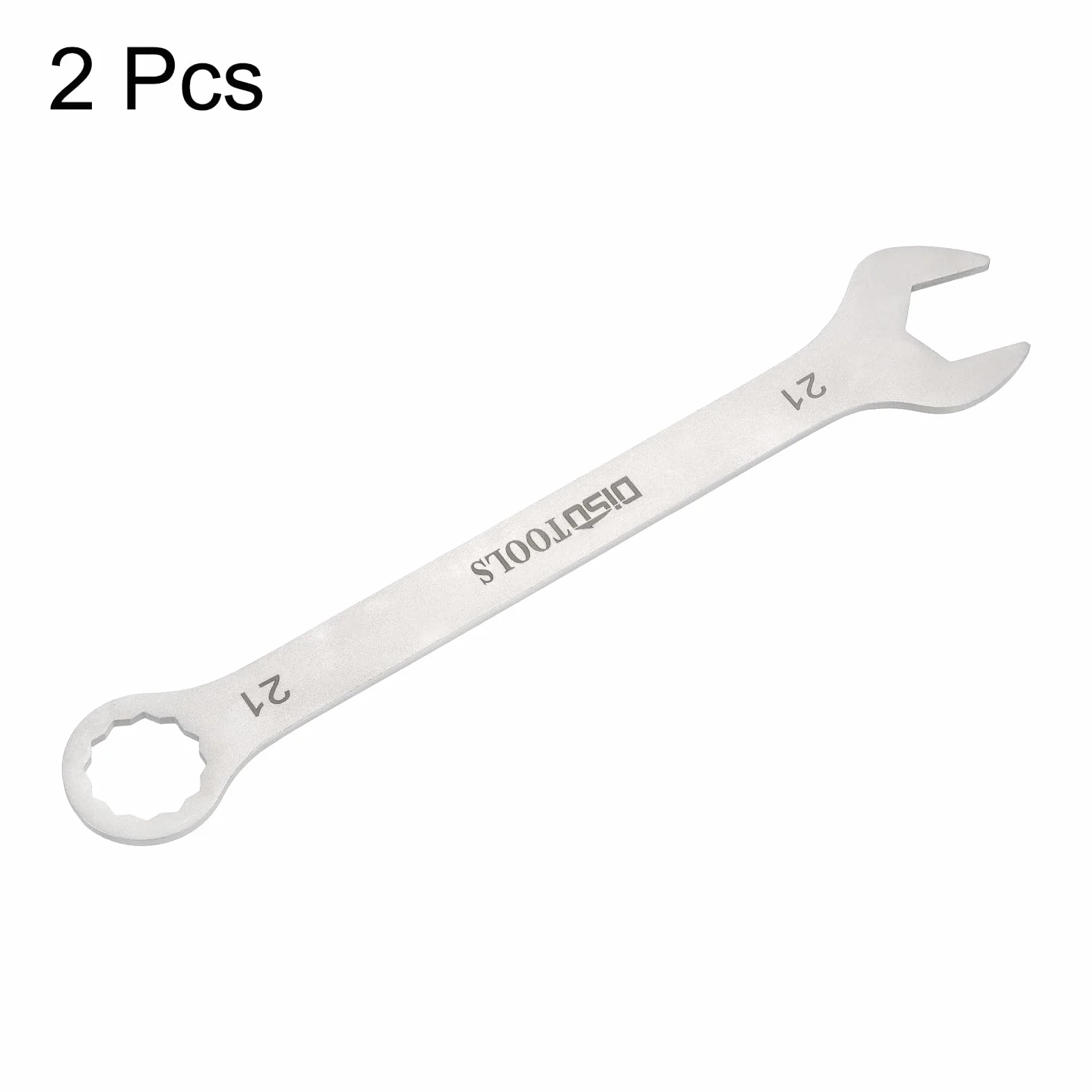 QUARKZMAN 2 sztuki cienkich kluczy kombinowanych metrycznych 21 mm Torx-EndBox 15 stopni offset otwarty koniec stal nierdzewna, odcień srebrny