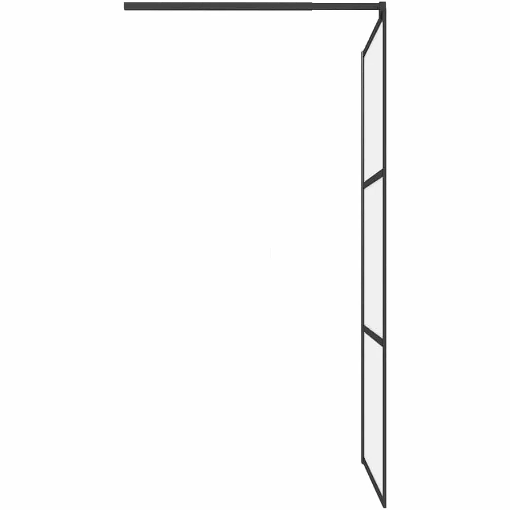 Ścianka prysznicowa Walk-In 100 x 195 cm, ESG matowana, z aluminiową ramą, czarna, regulowany profil i drążek podporowy, ochrona przed pryskaniem, ścianka działowa do łazienki, bez wiercenia