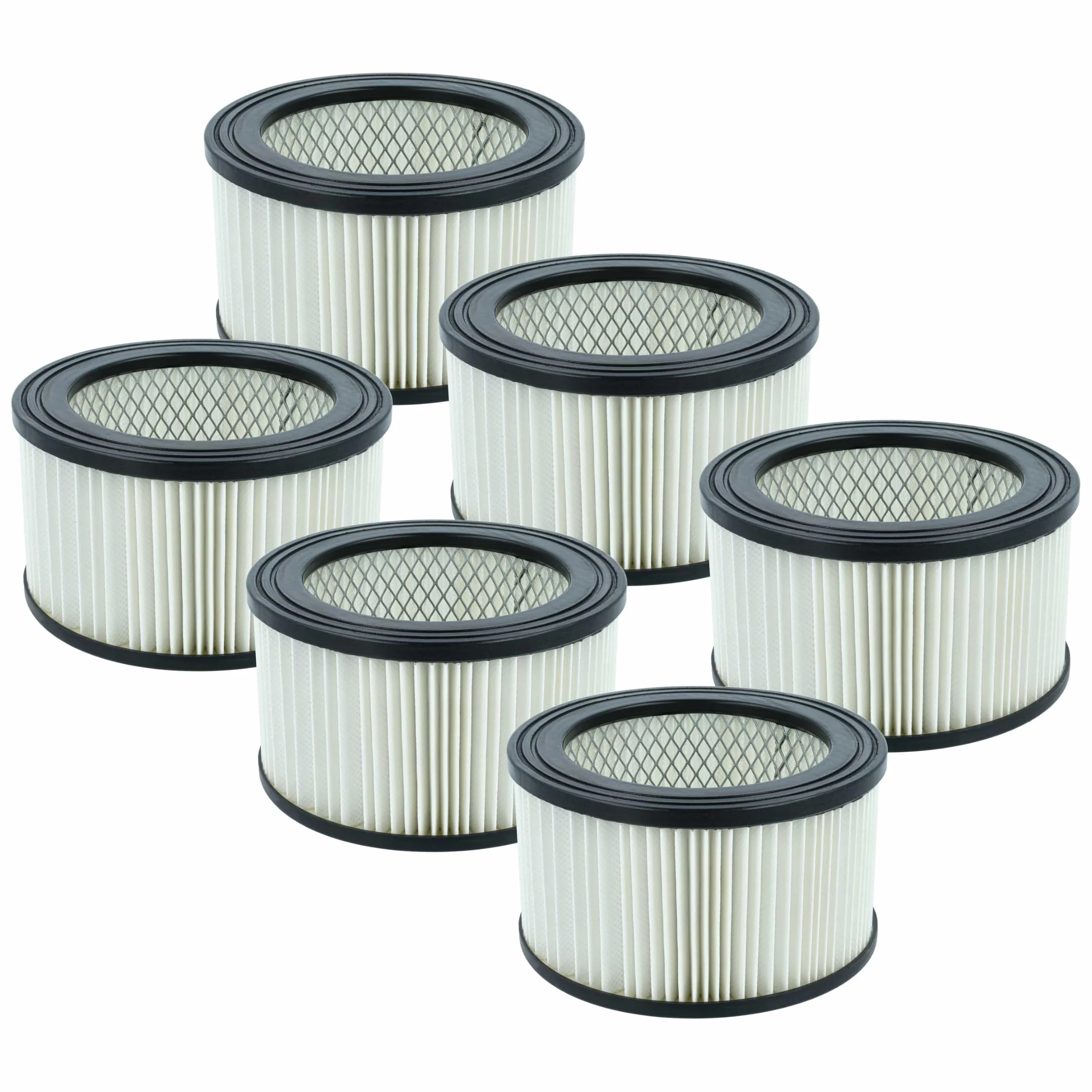 vhbw 6 x filtr harmonijkowy kompatybilny z VONROC VC505AC, VC507DC, VC808AA odkurzacz do popiołu – filtr nabojowy, czarny, biały, zmywalny
