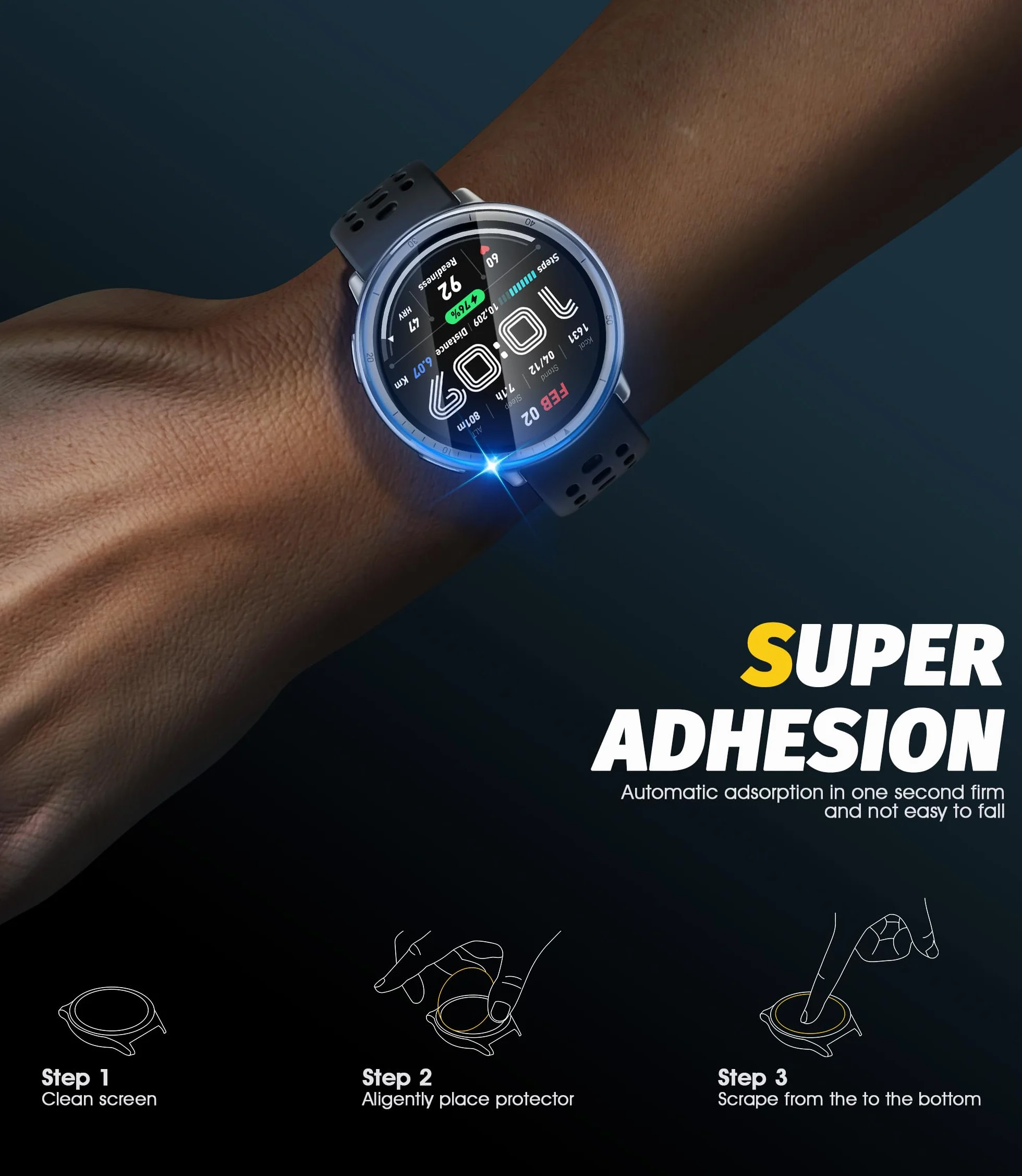 NEWZEROL kompatybilnej folii do Amazfit Active 2, PMMA i PC ochraniacz ekranu, odporny na zarysowania