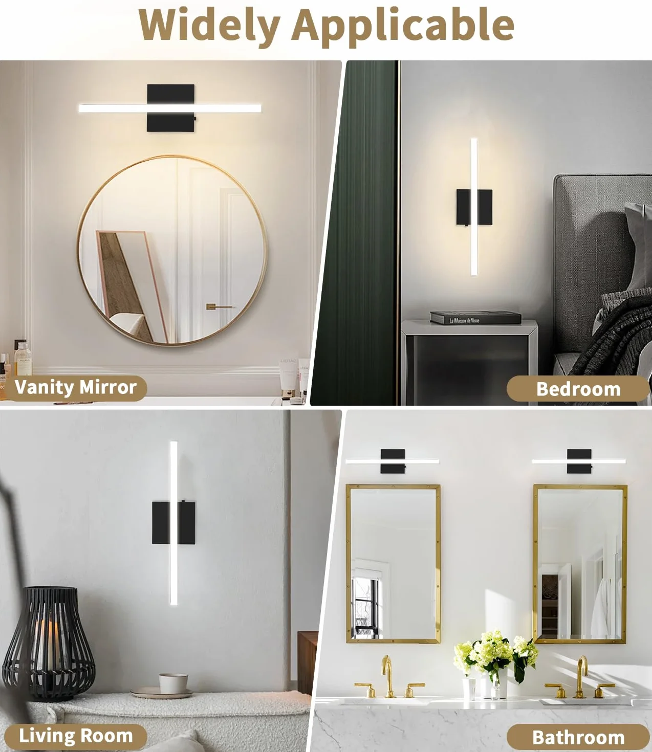 Lampa Lustro do Łazienki 40CM, Oświetlenie LED 3000-6000K z Włącznikiem, Kinkiet LED nad Lustro z Kloszem Akrylowym, Energooszczędna i Trwała, Nowoczesna Lampa Ścienna dla Przytulnej Atmosfery