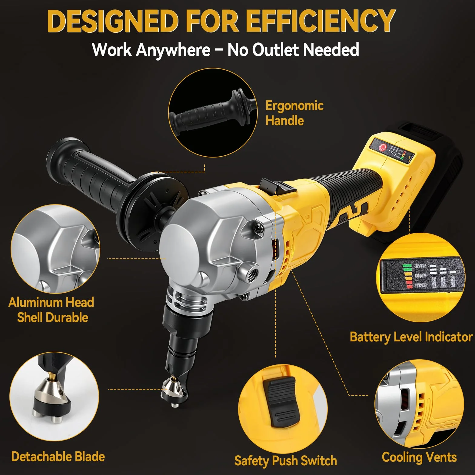 Akumulatorowe nożyce do blachy, kompatybilny z Dewalt 18/20 V, 2200 obr./min, 800 W, bezszczotkowe nożyce do metalu, obracany o 360°, 3-stopniowy stopień cięcia stali nierdzewnej, aluminium (bez