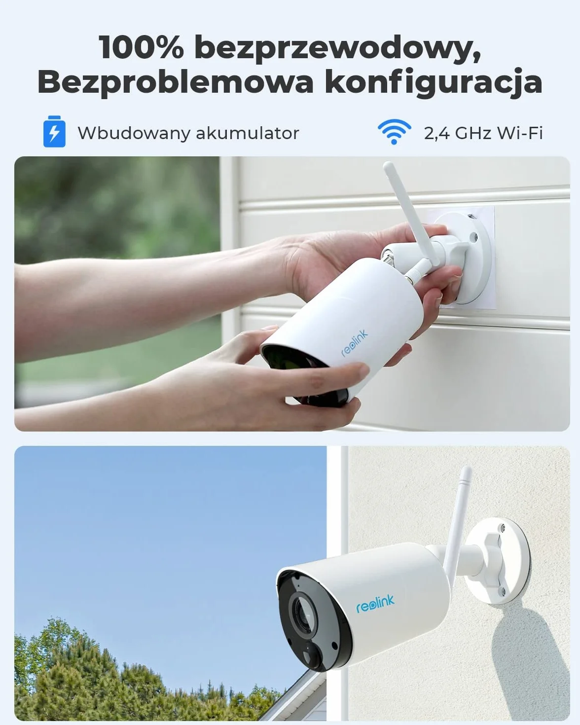 Reolink Argus Eco Solarna Kamera Zewnątrz Bezprzewodowa WiFi 1080P PIR Detekcja Ruchu