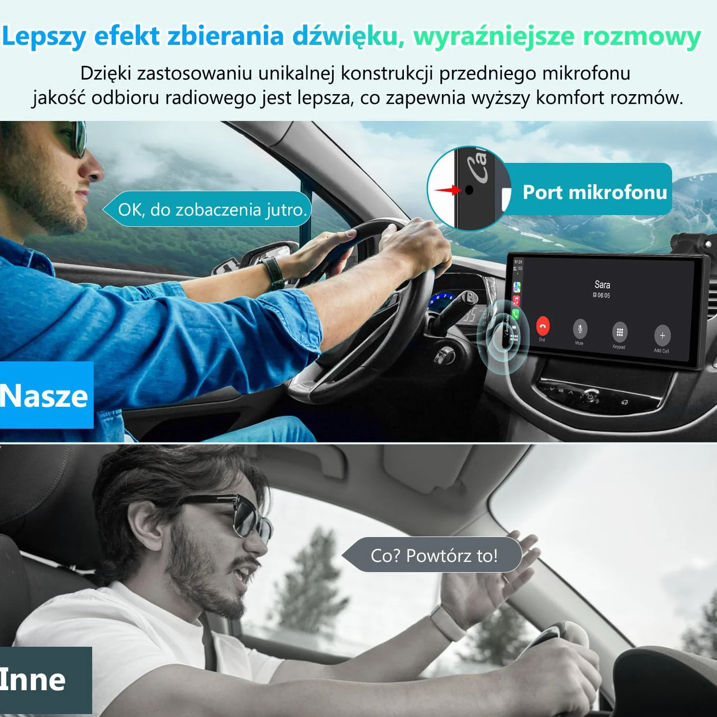 Carpuride V92R Przenośny Ekran Carplay 10,26-calowy HD 1080P Bezprzewodowy Android Auto z Kamerą Cofania 720P