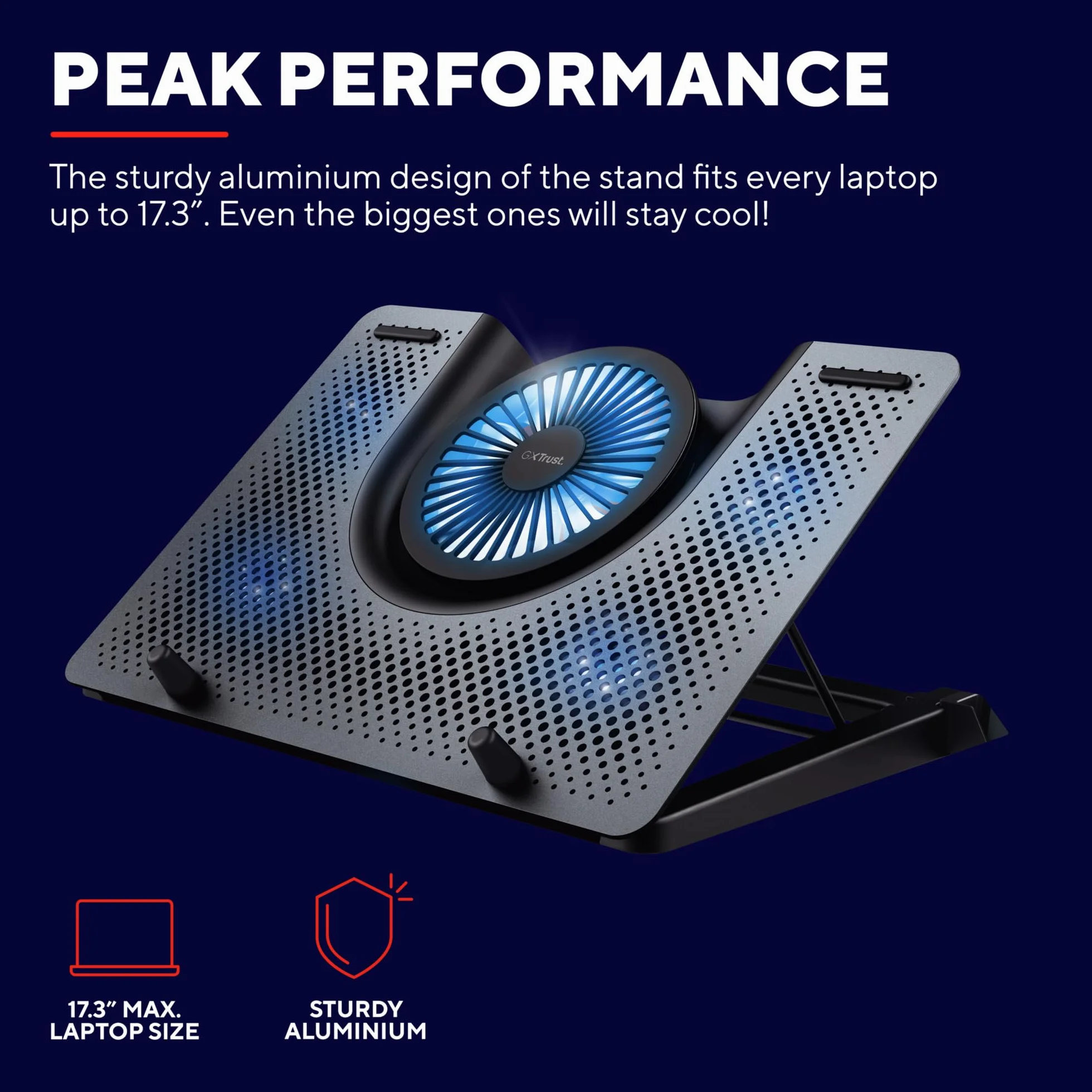 Trust GXT 1125 Quno Cooling Pad podstawka chłodząca 5 wentylatorów LED do laptopów 17,3 cala