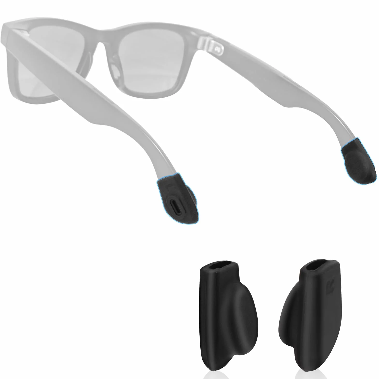Silikonowe Uchwyty do Okularów Ray-Ban Meta Wayfarer Skyler Headliner Gen 2 Antypoślizgowe Nauszniki Czarne