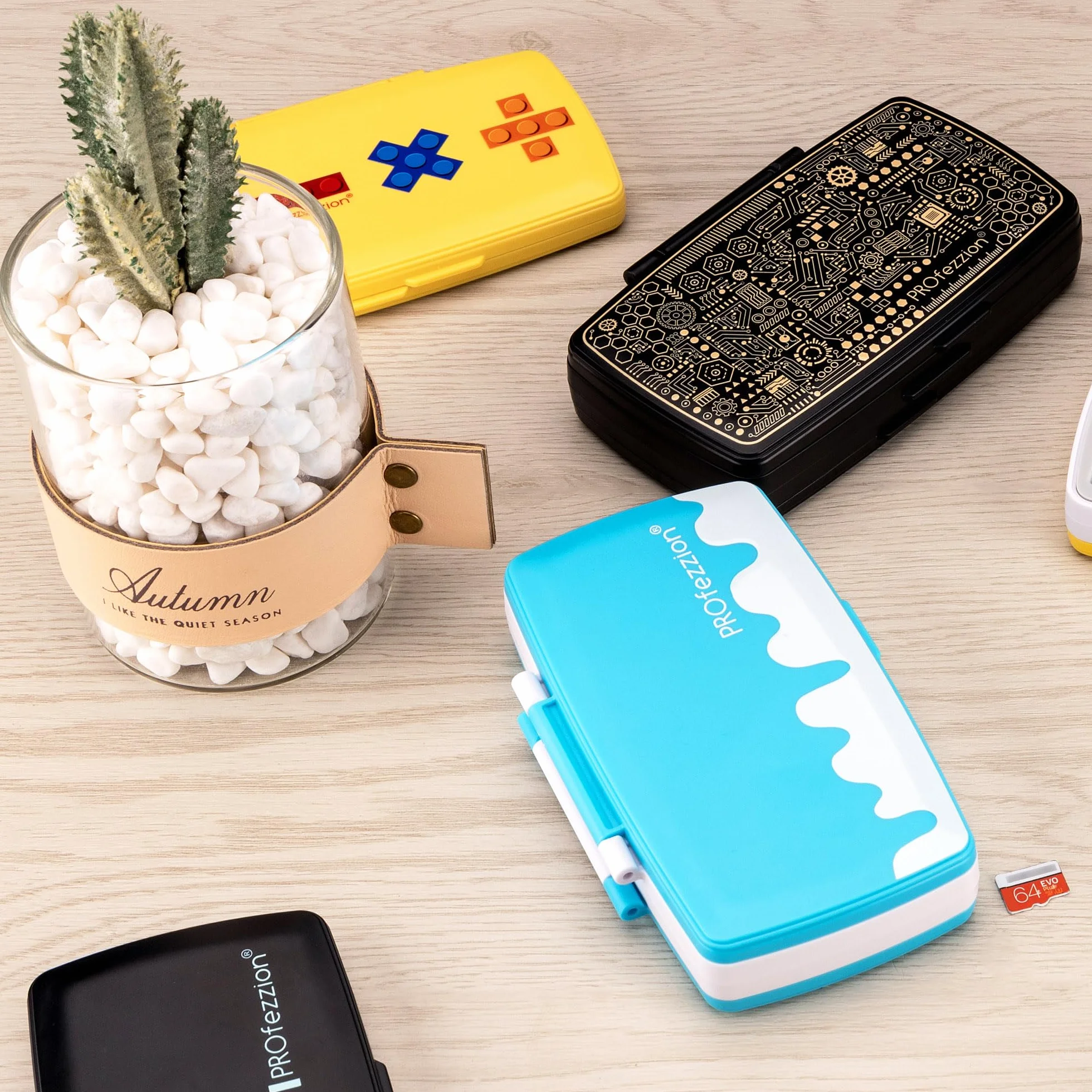 Etui na karty SD 72 przegródki na SD SDXC SDHC + 48 na Micro SD SDXC SDHC TF żółty