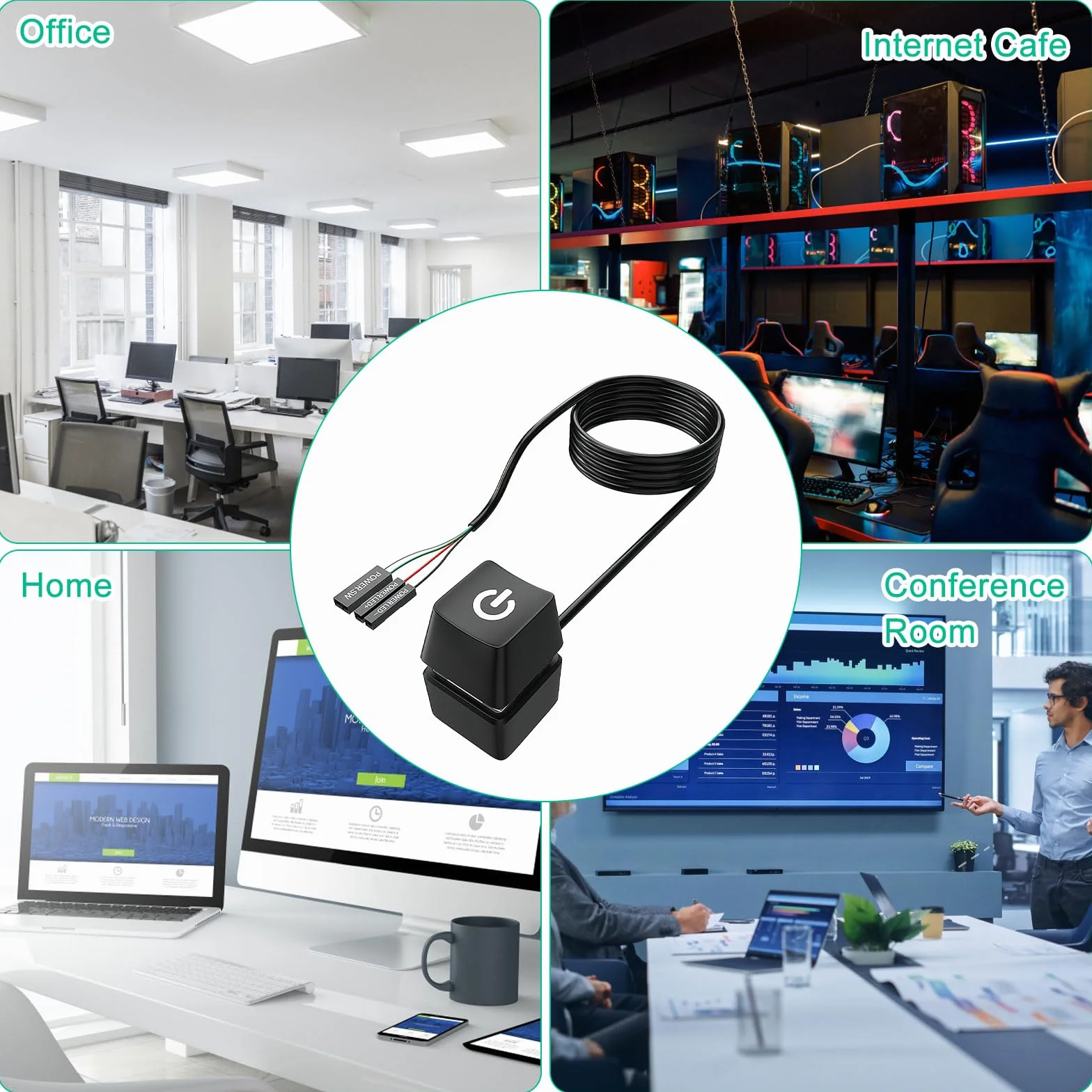 HENGBIRD PC Power Button, Przełącznik zasilania do komputerów stacjonarnych, komputerów desktop, Zewnętrzny przycisk startu zdalnego uruchomienia płyty głównej PC, Przełącznik włączania/wyłączania