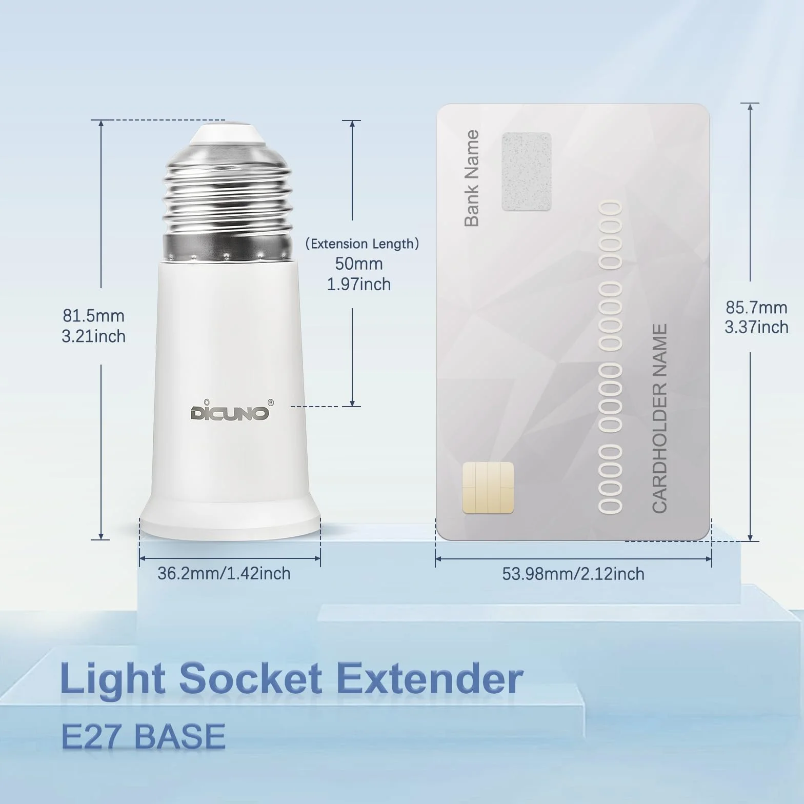 DiCUNO E27 a E27 uchwyt lampy przedłużający 5 cm, przedłużacz do standardowego gniazda lampy, przedłużenie żarówki, adapter gniazda żarówki, zestaw 2 szt