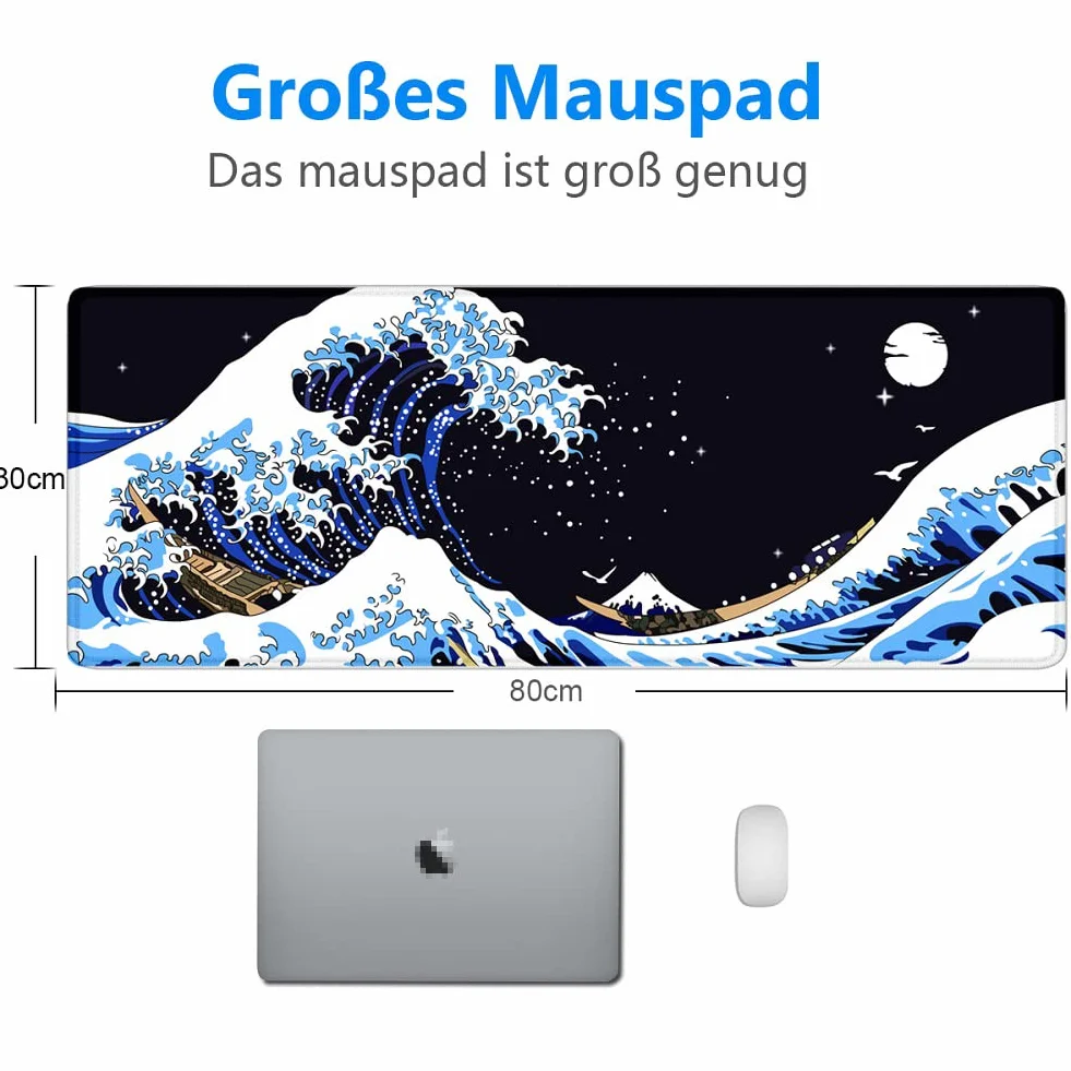 Podkładka pod mysz XXL 800x300 mm Gamingowa czarna wodoszczelna antypoślizgowa szyte krawędzie