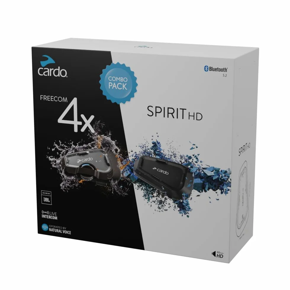 Cardo Freecom 4X Spirit HD Zestaw Słuchawkowy, Czarny, 20.32 x 12.7 x 10.16 cm