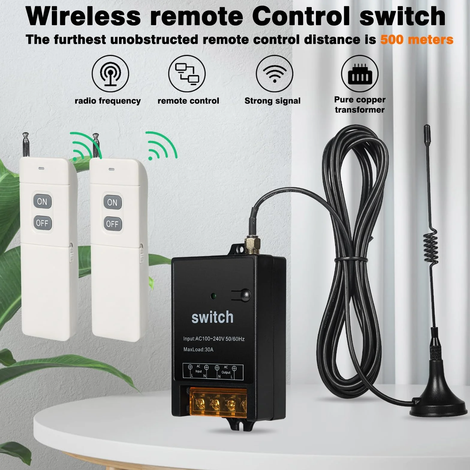 Jadeshay Przełącznik z pilotem zdalnego sterowania 220 V, bezprzewodowy przełącznik WiFi Rele pilot zdalnego sterowania do pompy wodnej silnika urządzeń oświetleniowych, 1500 m na dużą odległość
