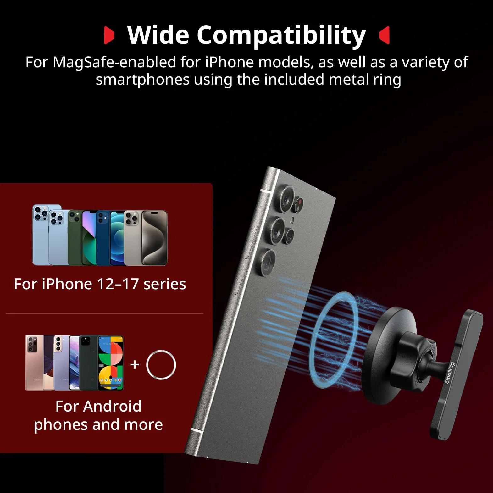SMALLRIG Magnetyczny uchwyt na telefon 5460 do iPhone 16/15/14/13/12 Huawei Samsung Xiaomi