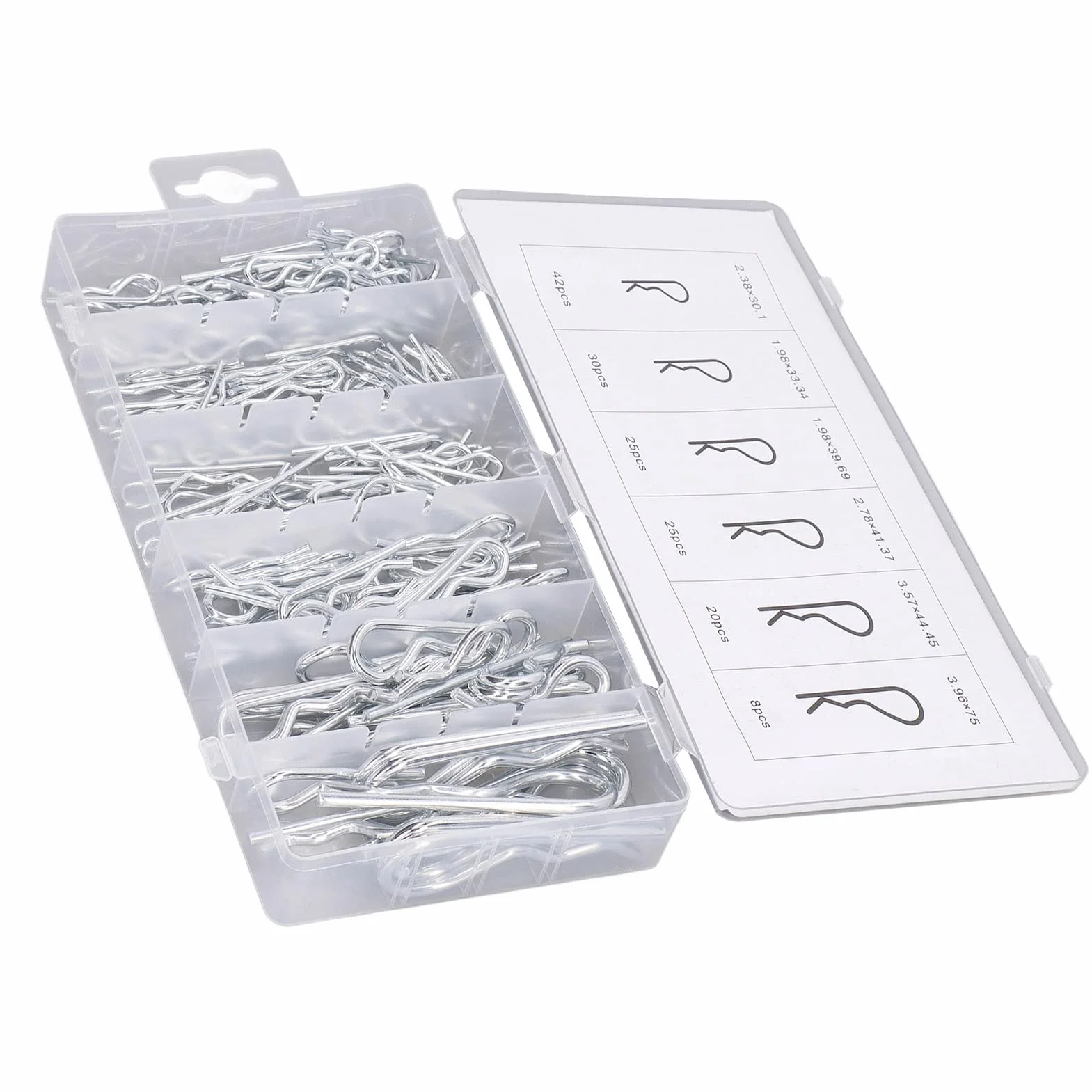 150pcs Cotter Pins, Stalowa Stalowa Przyczepka Pins Pins Pins z Pudełkiem do Przechowywania dla Systemu Blokady Podłączania