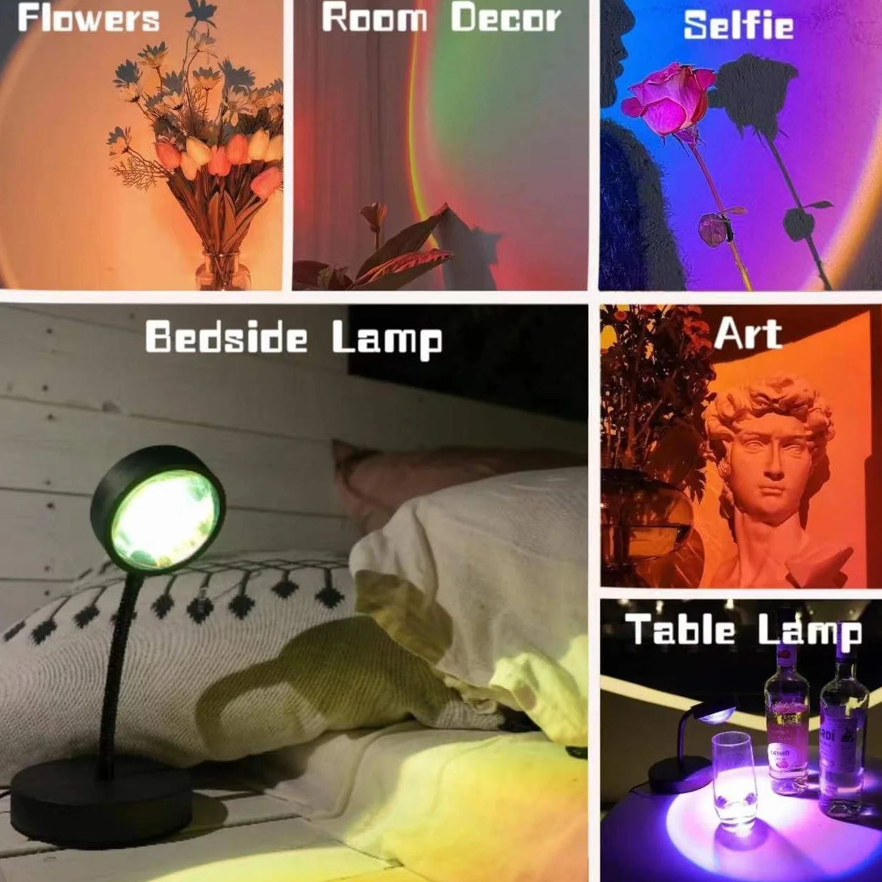 QUIGO Sunset Lamp Sonnenuntergang Lampe Led Licht Nachtlicht mit Smart App Control für Selfie Lampe Beleuchtung Schlafzimmer Wohnzimmer Party Lampe Schlafzimmer Aesthetic Room Decor…
