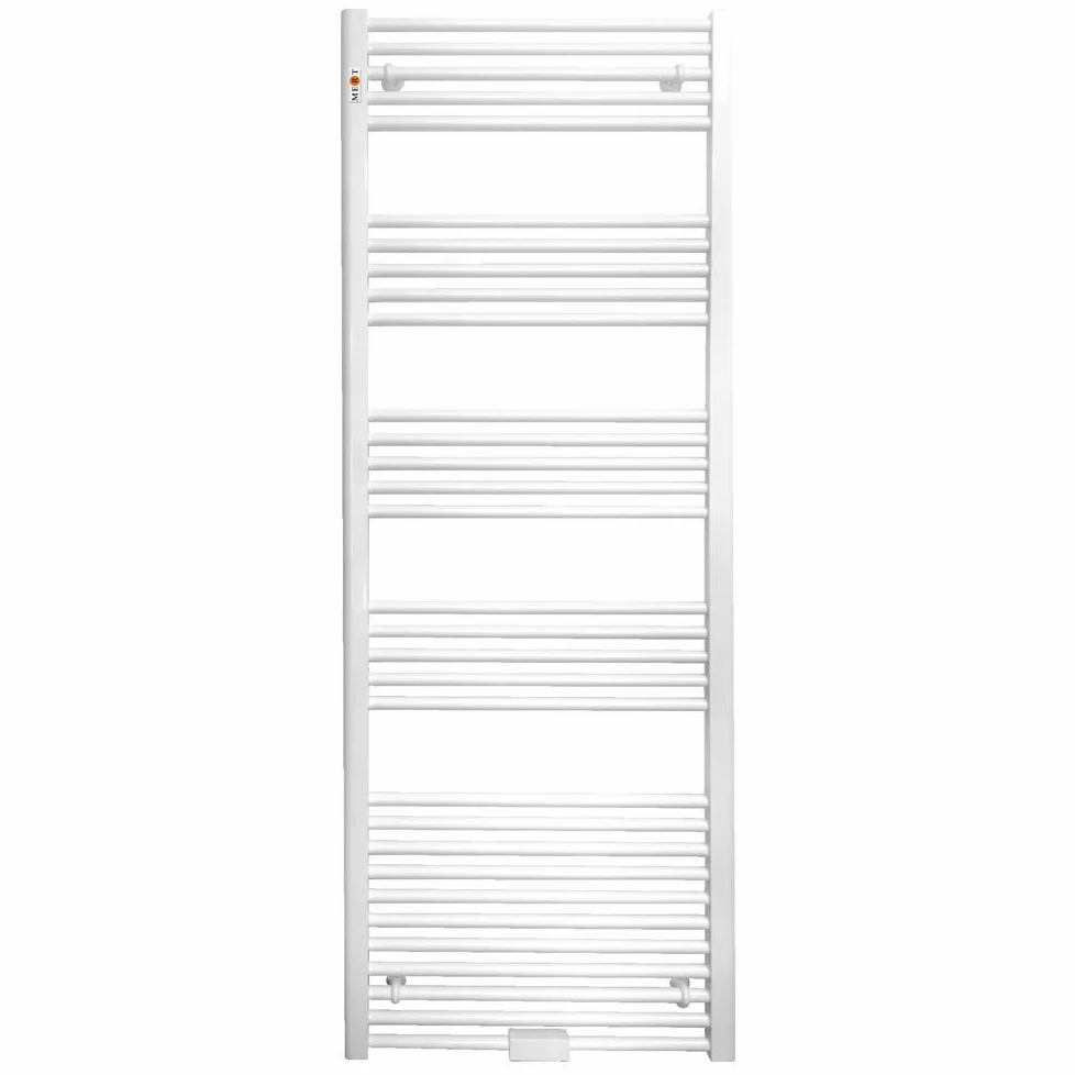Mert Ogrzewanie elektryczne lub ciepłej wody 1/2 cala, grzejnik łazienkowy, 1800 x 300, przyłącze środkowe, 50 mm, biały, wieszak na ręczniki, do montażu na ścianie