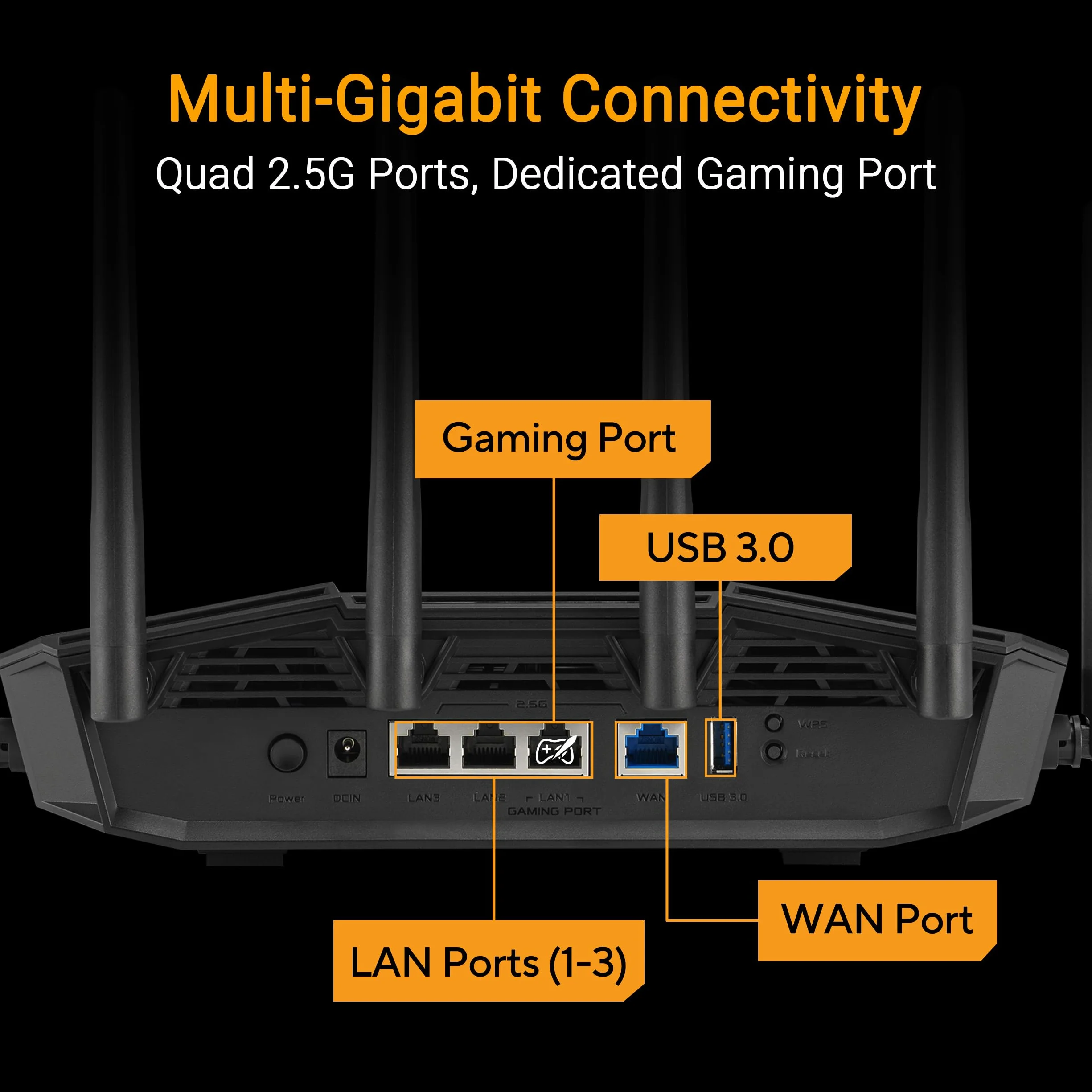 ASUS TUF Gaming BE9400 Tri Band WiFi 7 (802.11be) Extendable Router gamingowy (cztery porty 2.5G, 3-stopniowe przekierowanie portów, Smart Home Master, obsługa AiMesh i AiProtection dla bezpieczeństwa
