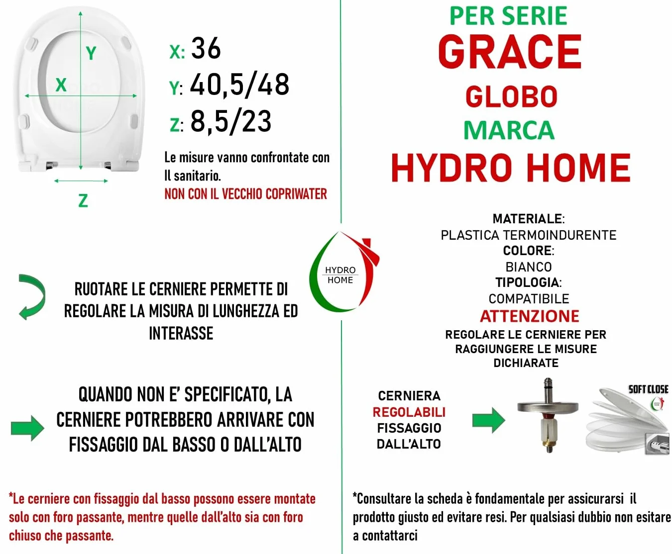 Grace Globe termoutwardzalna nakładka na deskę sedesową, biała, kompatybilna z AMORTYZOWANYM ZAMKNIĘCIEM i SZYBKIM ZAKŁADKAMI by HYDRO HOME