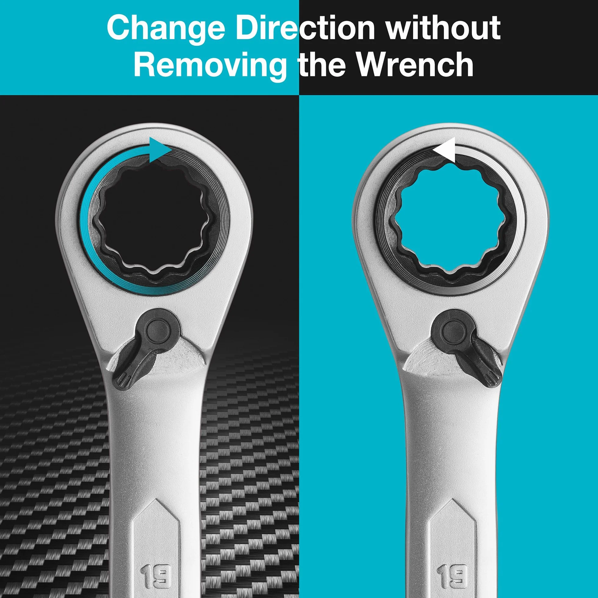 DURATECH Zestaw dwustronnych kluczy grzechotkowych 4 w 1, 2-częściowy, metryczny, 8, 10, 12, 13 i 14, 15, 17, 19 mm, z torbą na rolkę