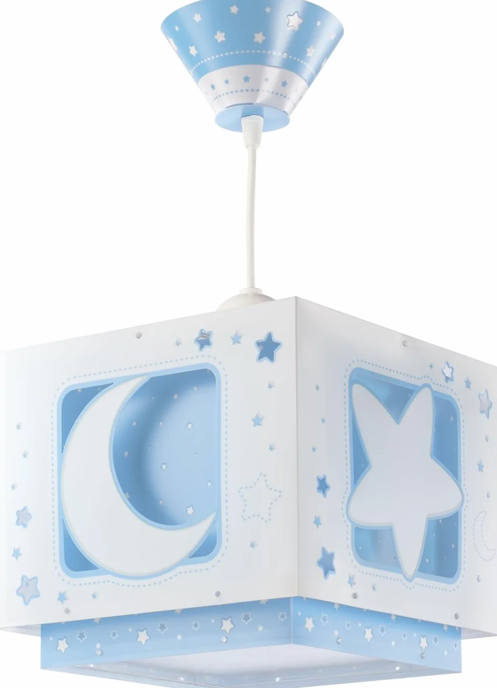 Dziecięca lampa wisząca Dalber Księżyc i gwiazdy Moonlight Blue