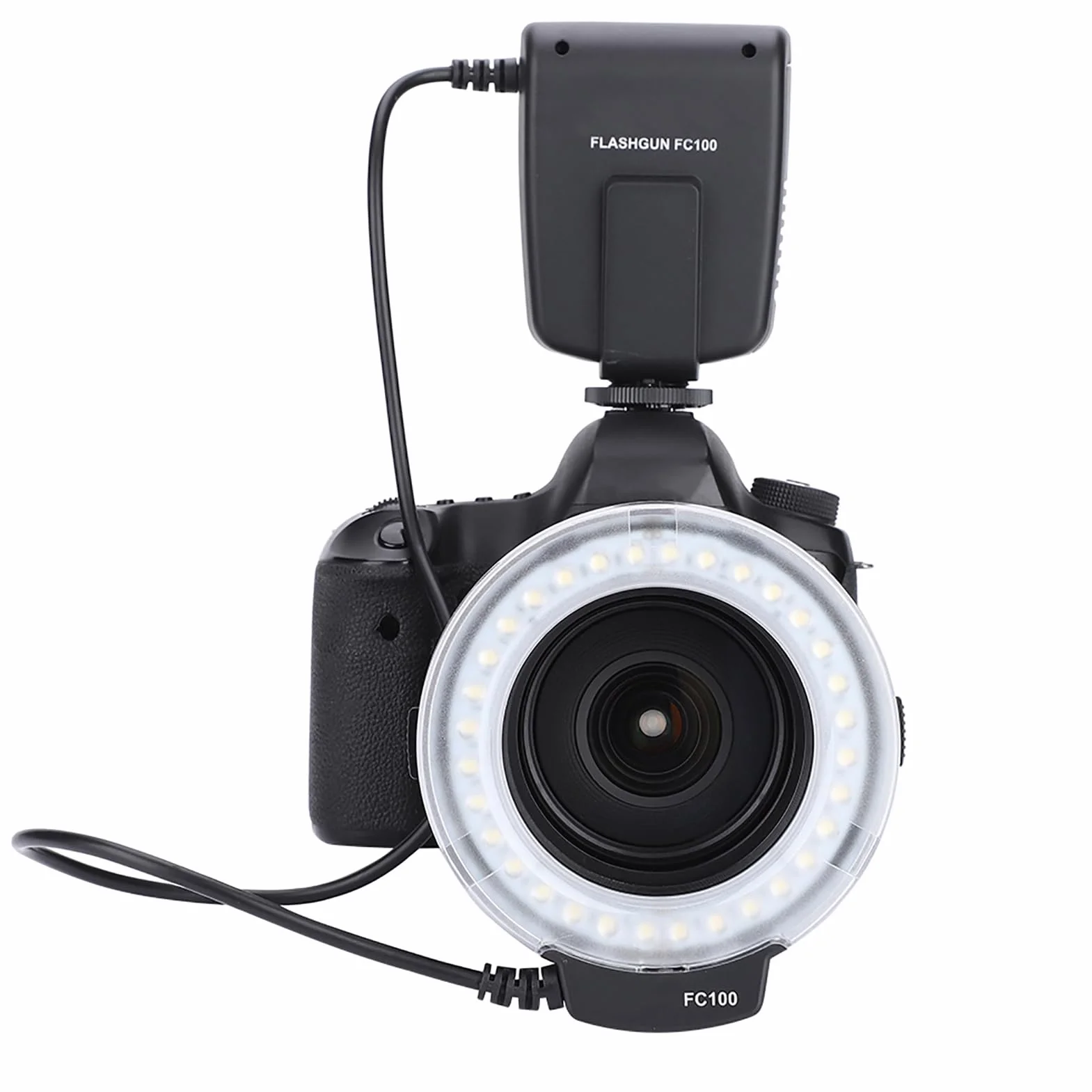 FC 100 Pierścieniowa Błyskowa LED do Makrofotografii, Stroboskopowa, Plastikowa, 5000K, Biała