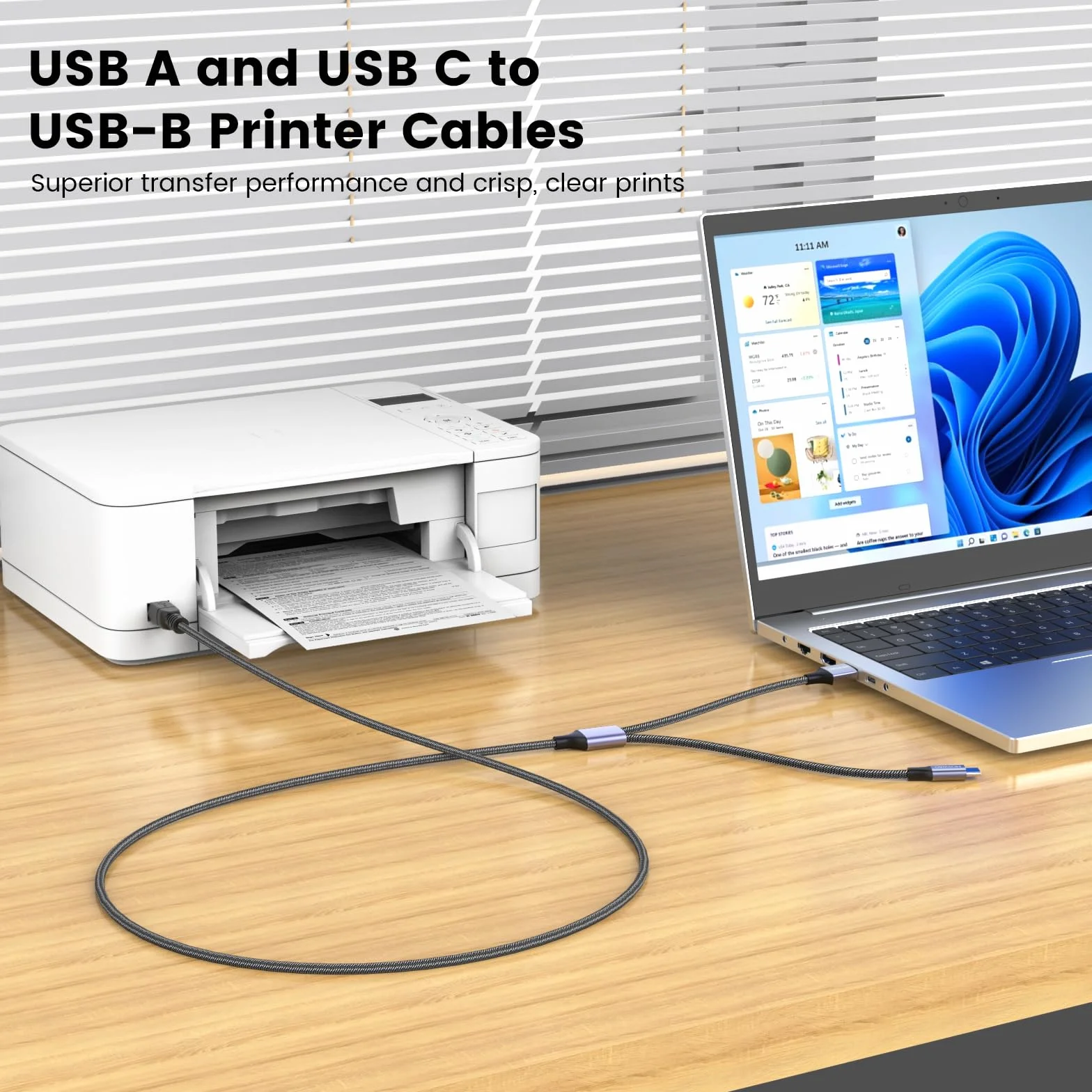 MOSWAG Kabel USB do drukarki 2w1 1M USB C do MIDI USB B