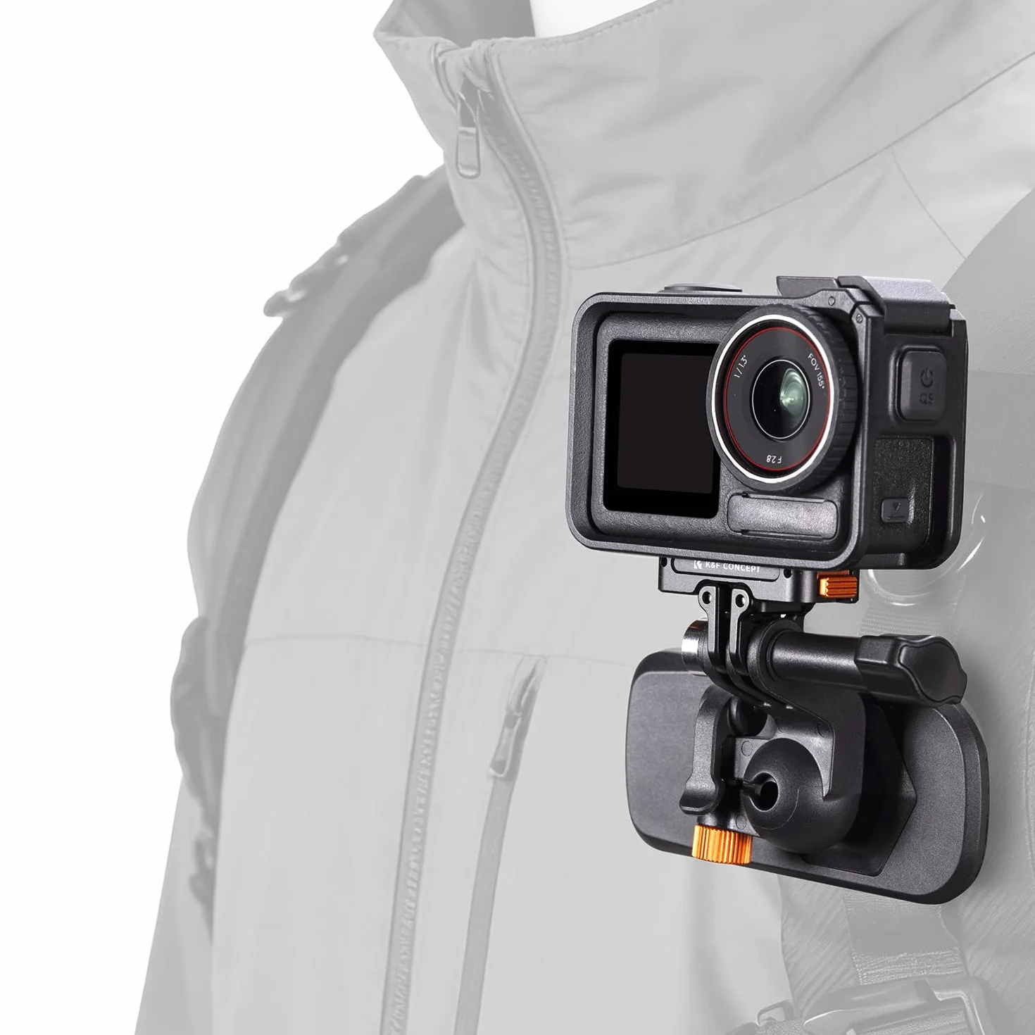 K&F CONCEPT Magnetyczny klips do plecaka, głowica kulowa 360°, zacisk na ramię i kapelusz, kompatybilny z DJI Osmo Nano/Action 6 5 pro/Go pro, uchwyt kamery ciała