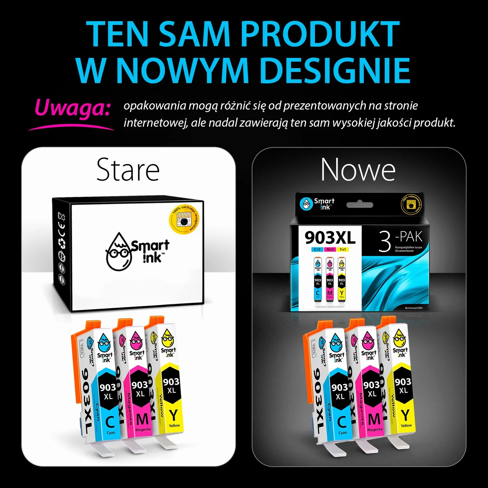 Smart Ink Kompatybilne Tusz Zamiennik HP 903XL 903 XL trójpak z Technologią Chipu do Officejet 6950 Pro 6960 6970