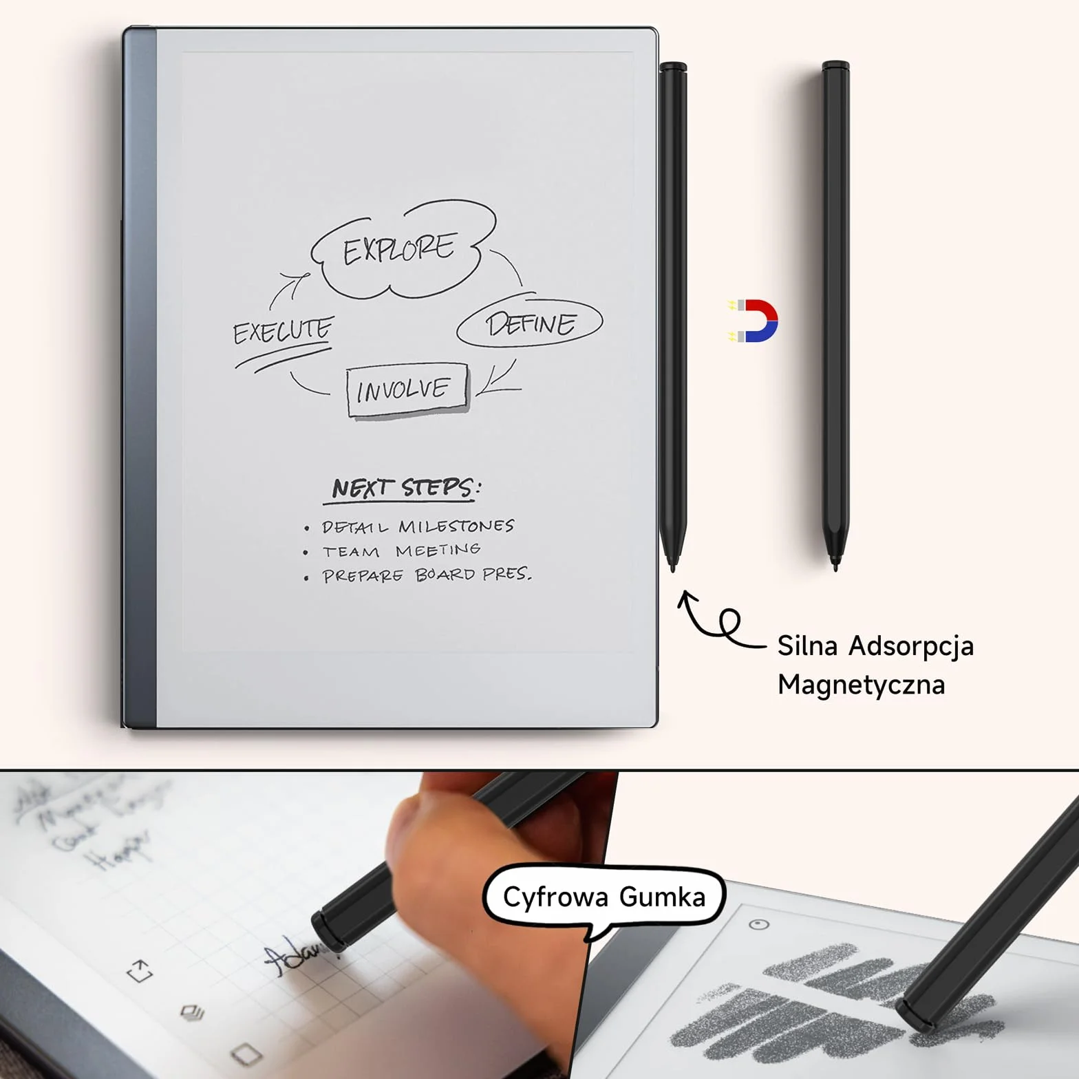 Rysik do Remarkable 2 Pen, Stylus EMR z Gumką, Poziom Nacisku 4096, Odrzucenie Dłoni, Pióro Cyfrowe Kompatybilne z Remarkable 2/1/Kindle Scribe