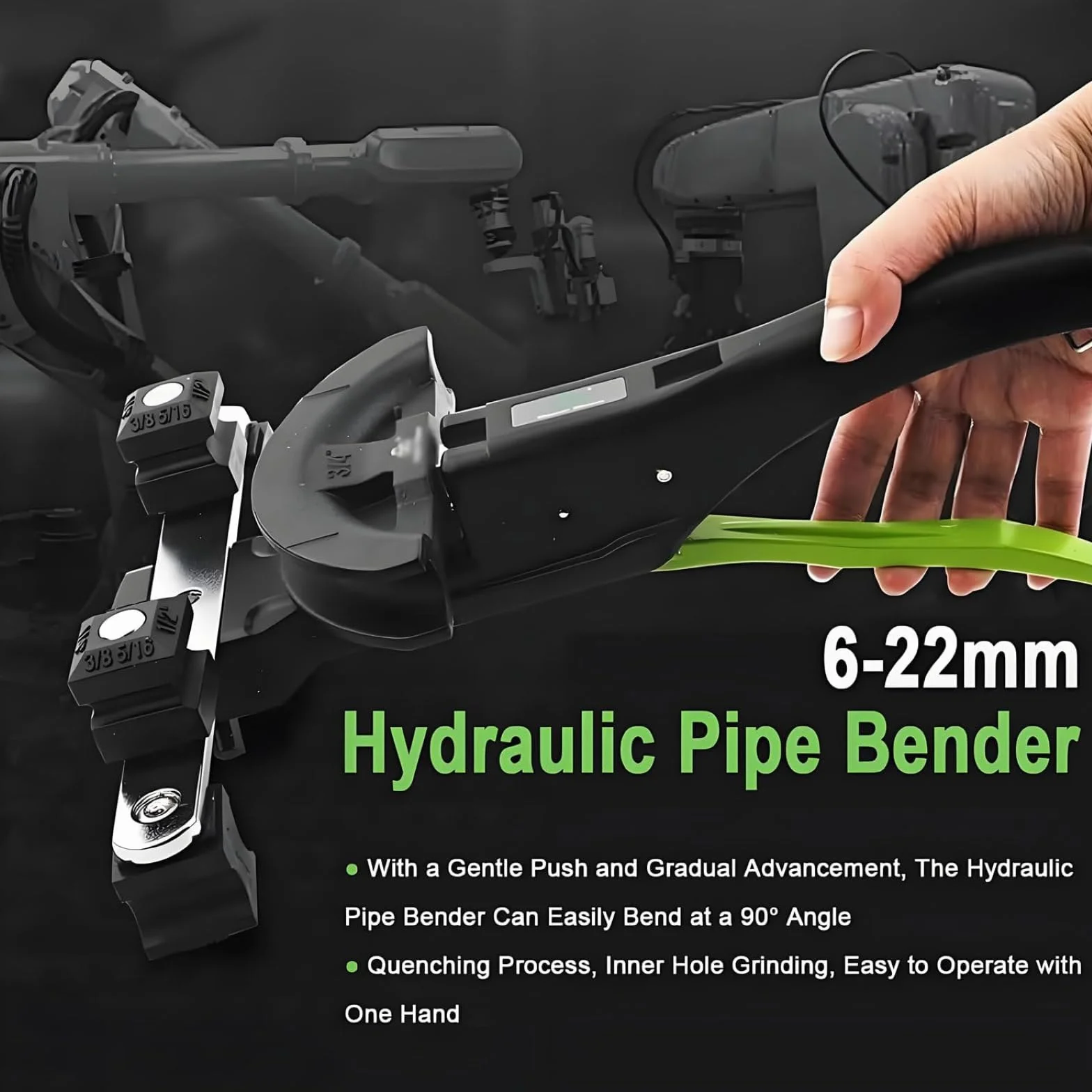 Zestaw hydraulicznych giętarek do rur, ręczne narzędzie do gięcia rur miedzianych z 7 matrycami do rur 6-22 mm, pojemność 180 kN, kąt 180°, idealne do projektów HVAC i hydraulicznych