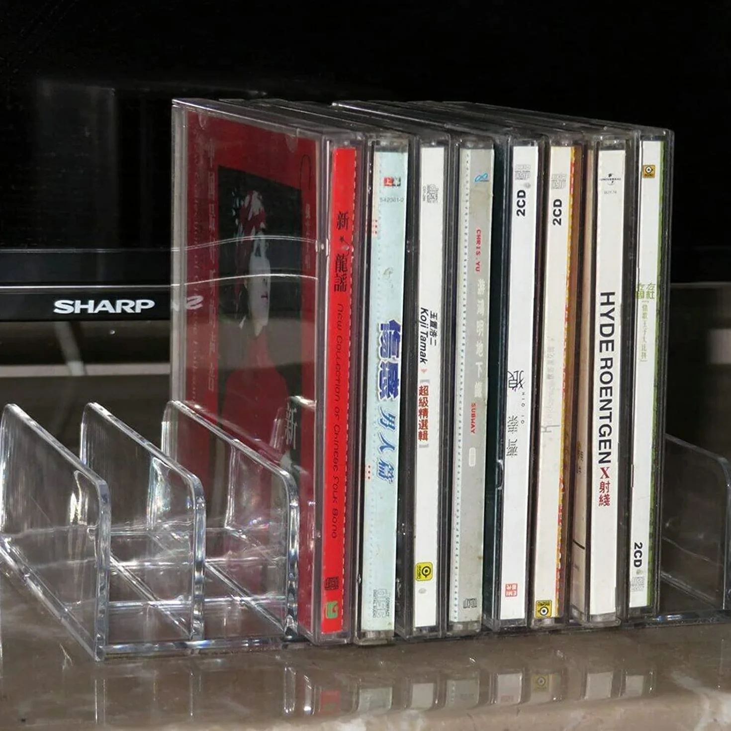 Przezroczysty akrylowy uchwyt na CD DVD pudełko do przechowywania stojak na 14 płyt
