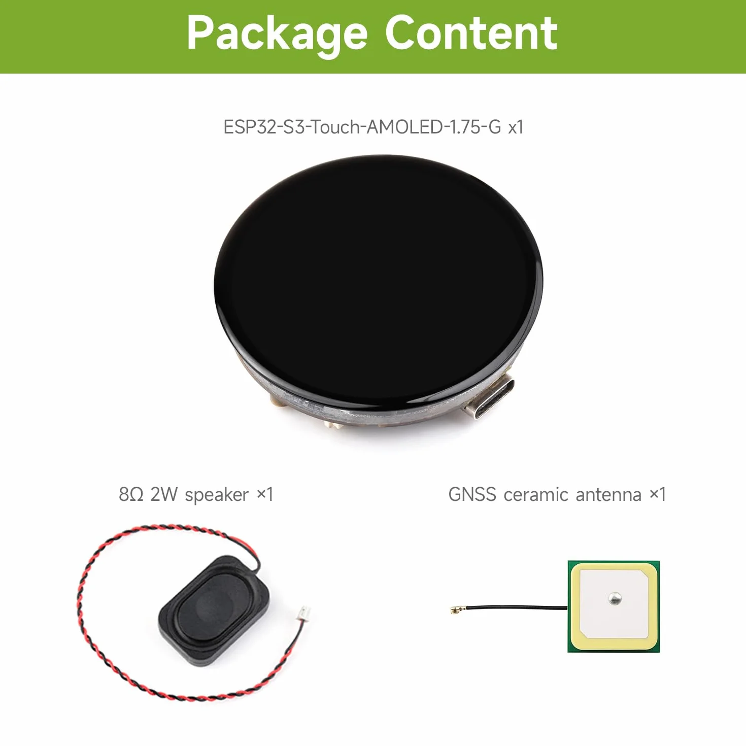 Waveshare ESP32-S3 1.75inch AMOLED Round Touch Display Development Board GPS Version 32-Bit LX7 2-Core 466x466