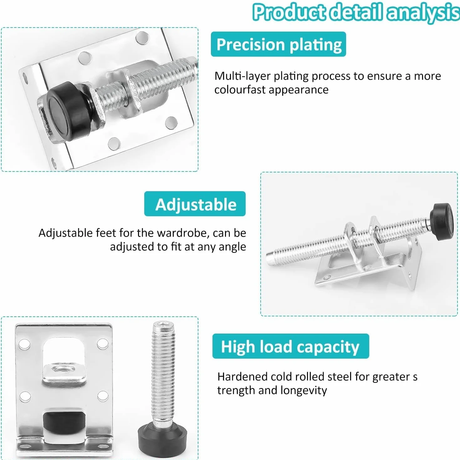 SQLJYU 8 Sztuk Nóżek Meblowych Metalowych z Regulacją Wysokości, Nóżki Stabilizujące z Możliwością Regulacji Wysokości, 55/102mm Stalowe Nóżki Nivelujące do Dużych Obciążeń, do Mebli, Stołów, Półek.