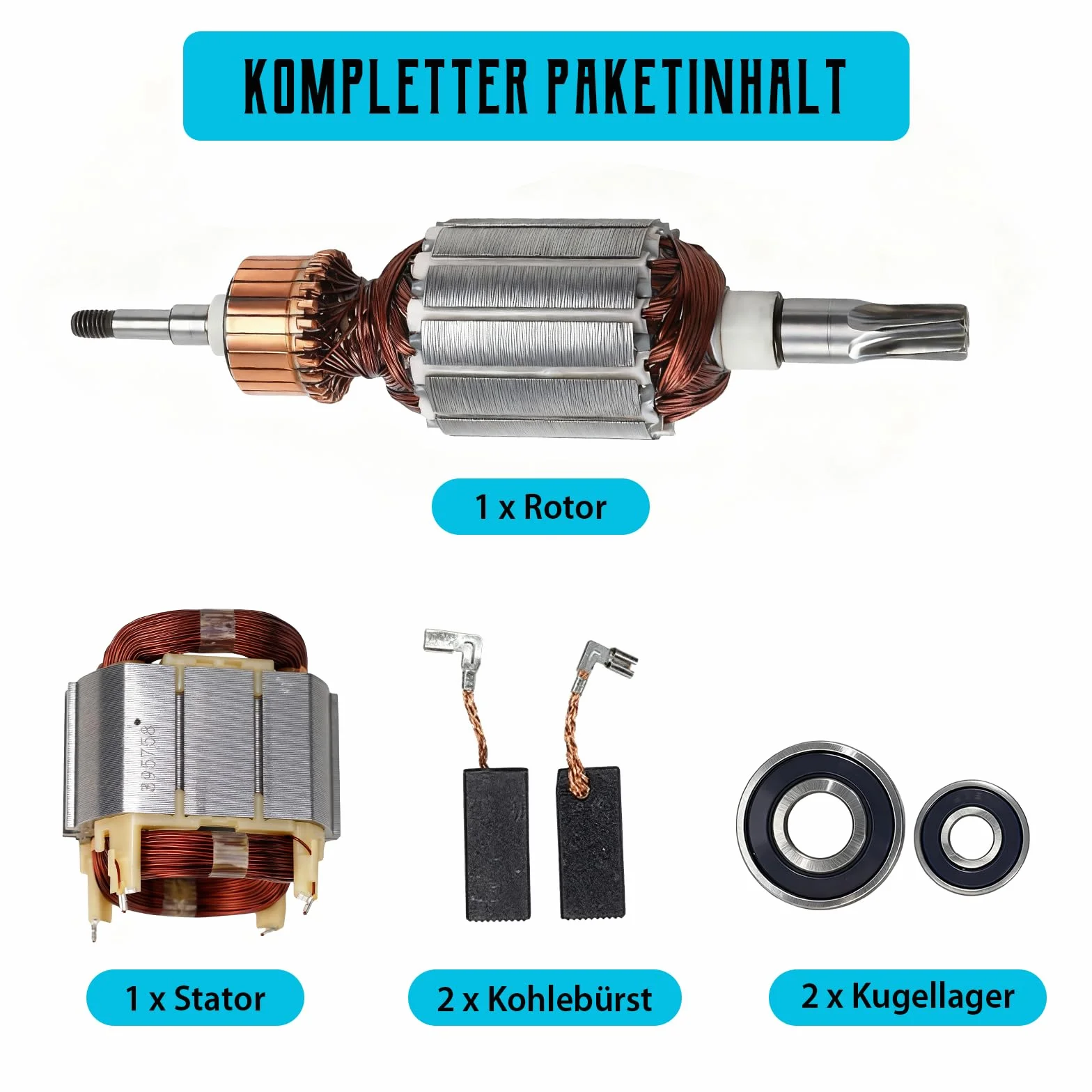Zestaw stojana i wirnika, szczotka do węgla drzewnego | Kompatybilny z Makita do HR4001C HR4010C 513633-7 625758-6